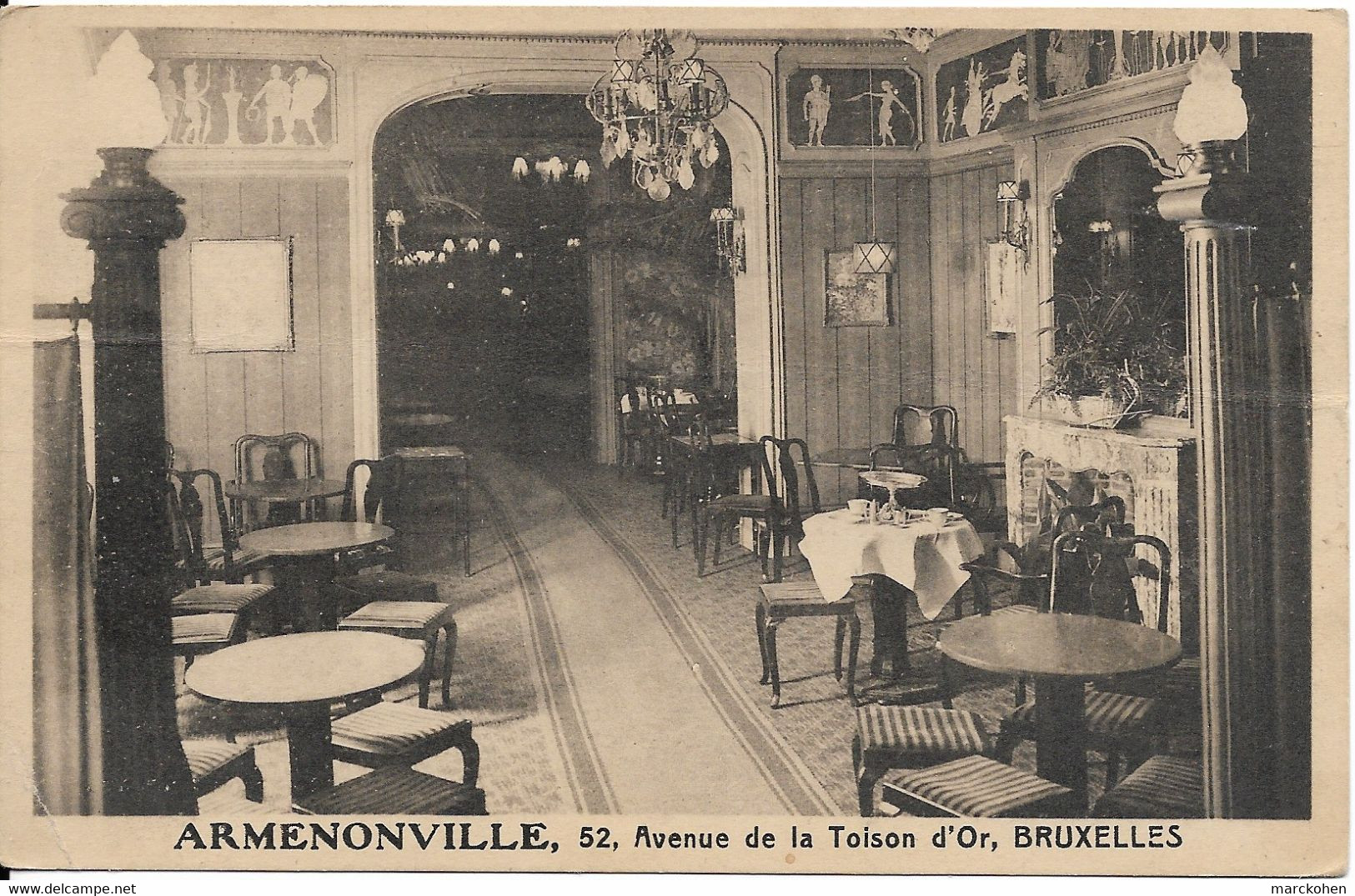 BRUXELLES (1050) - Art Nouveau : Vue Du Tea Room Select "Armenonville", 52 Av. De La Toison D'Or à Ixelles. CPA. - Cafés, Hôtels, Restaurants