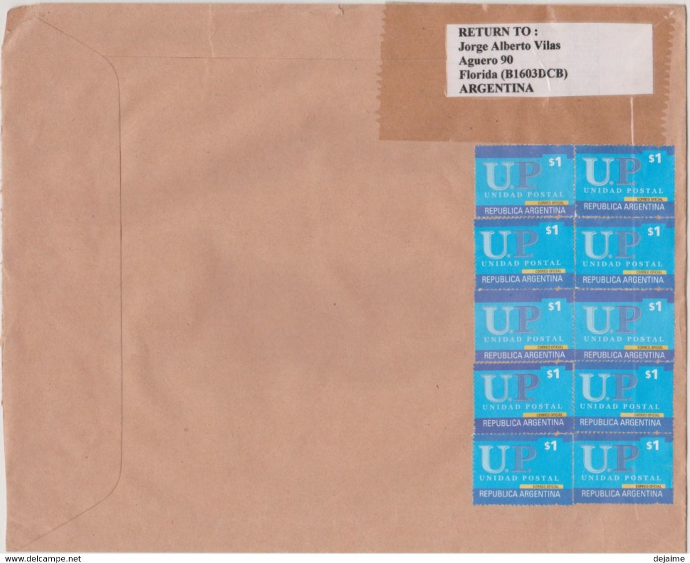 ARGENTINE 2008 Enveloppe Recommandée Vers La France Affranchissements Multiples Originaux Timbres U.P. Au Dos A Voir - Brieven En Documenten