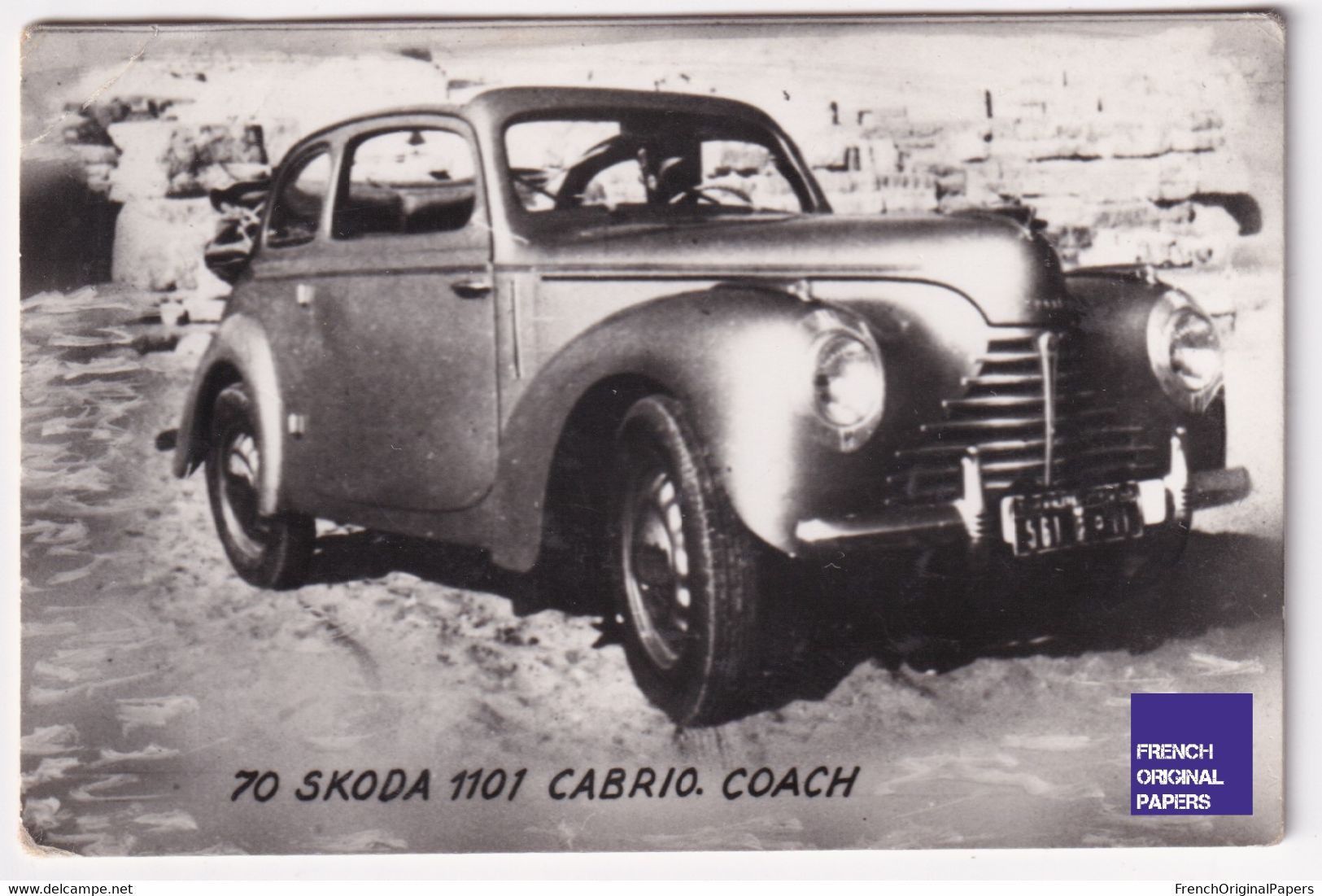 Petite Photo / Image 1950/60s 4,5 X 7 Cm - Voiture Automobile Skoda 1101 Cabrio Coach A44-12 - Autres & Non Classés