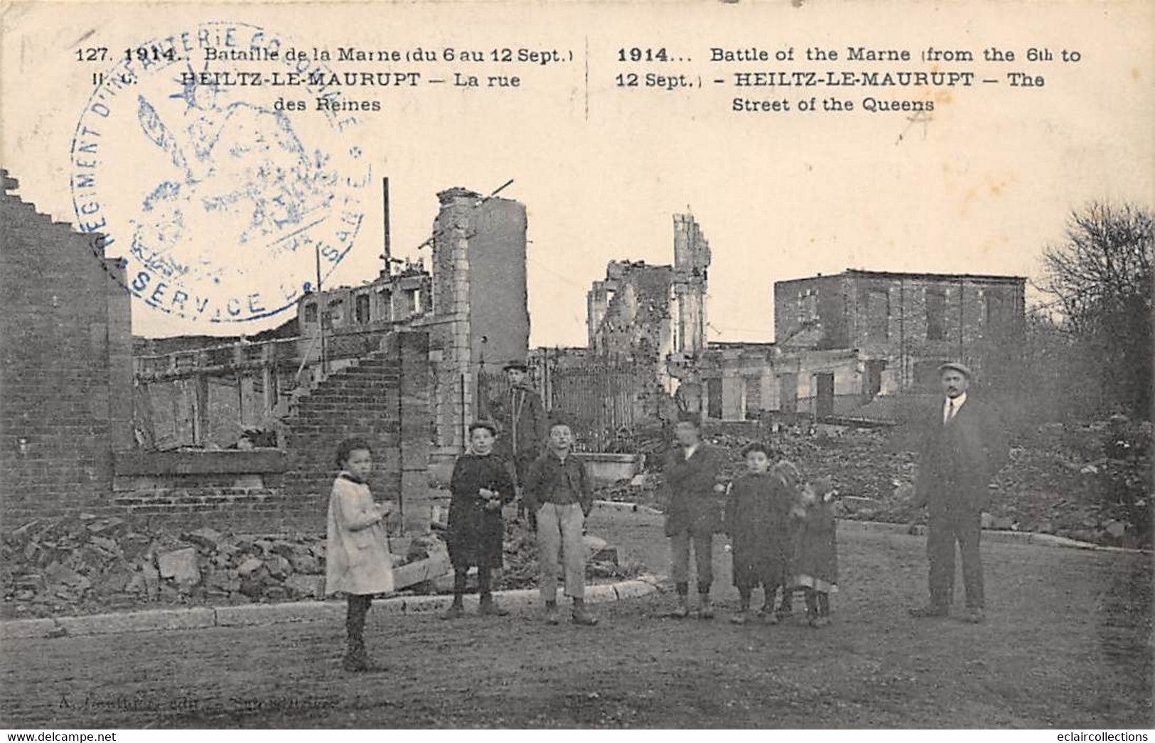 Heiltz Le Maurupt         51         Guerre 14/18  La Rue Des Reines Bombardée       (voir Scan) - Autres & Non Classés