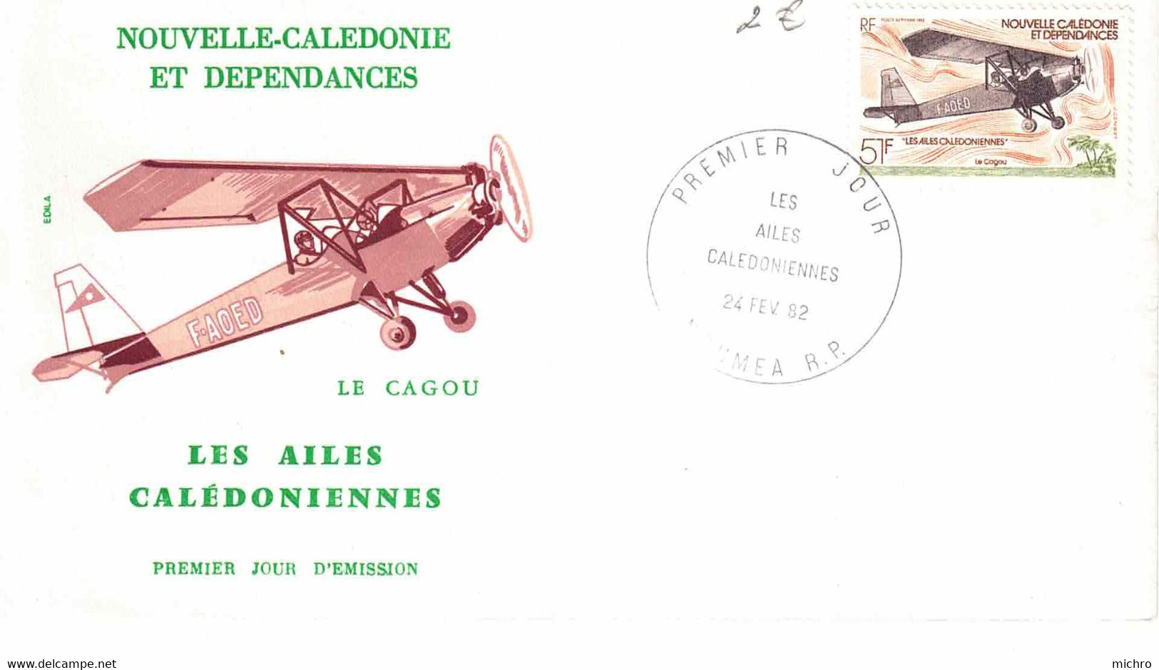 NOUVELLE CALEDONIE - Enveloppe Maximale 1er Jour Des AILES CALEDONIENNES - AVION  - 1090121 - Other & Unclassified