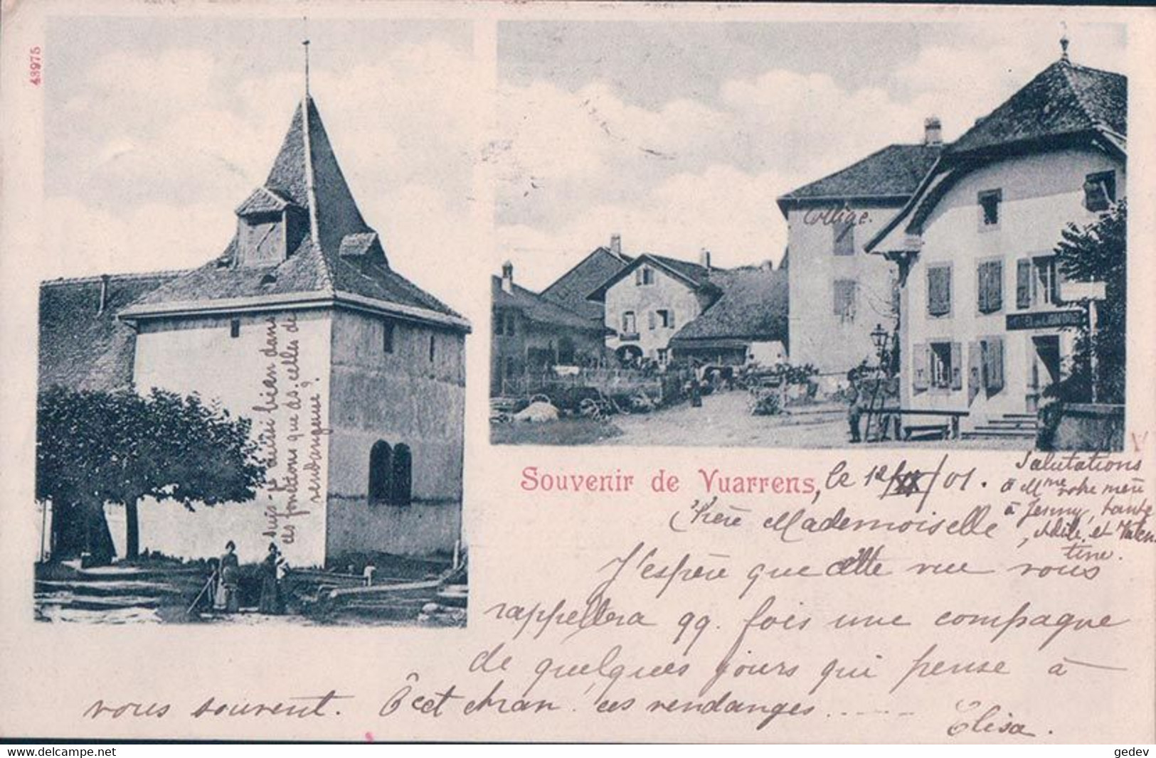 Souvenir De Vuarrens VD, Hôtel Du Lion D'Or (12.11.1901) - Vuarrens