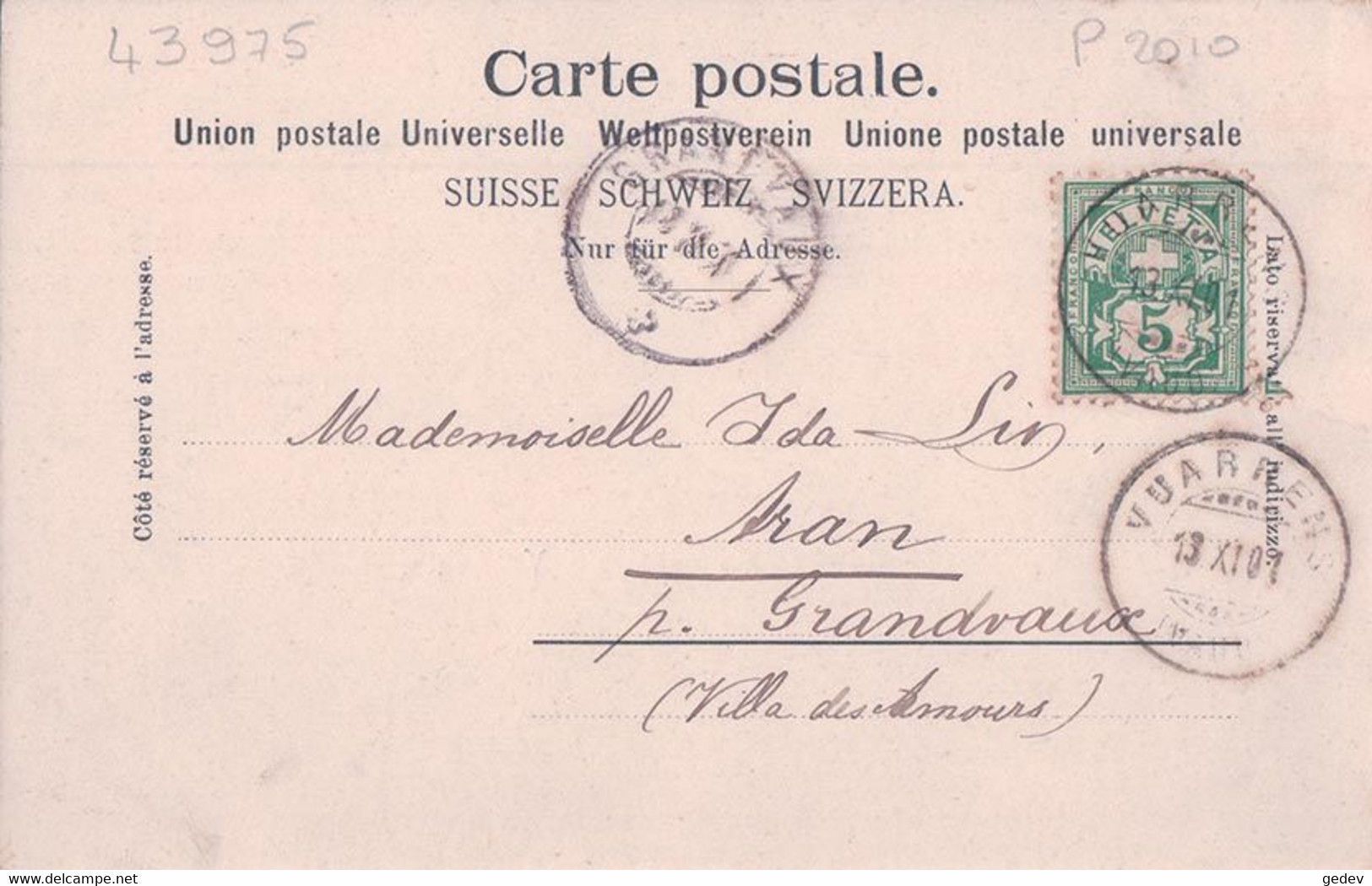 Souvenir De Vuarrens VD, Hôtel Du Lion D'Or (12.11.1901) - Vuarrens