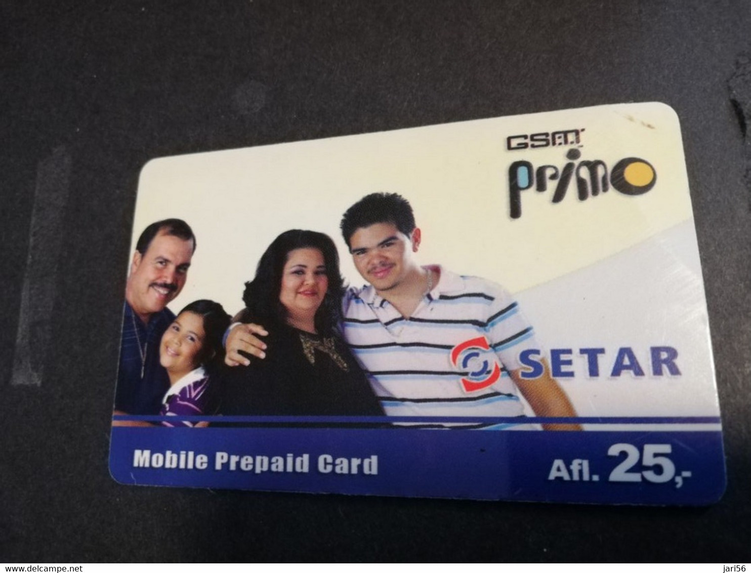 ARUBA PREPAID CARD  GSM PRIMO  SETAR  FAMILY        AFL 25,--    Fine Used Card  **4814** - Aruba