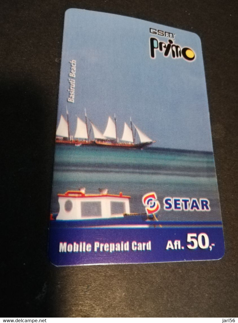 ARUBA PREPAID CARD  GSM PRIMO  SETAR  SAILING BOATS          AFL 50,--    Fine Used Card  **4816** - Aruba