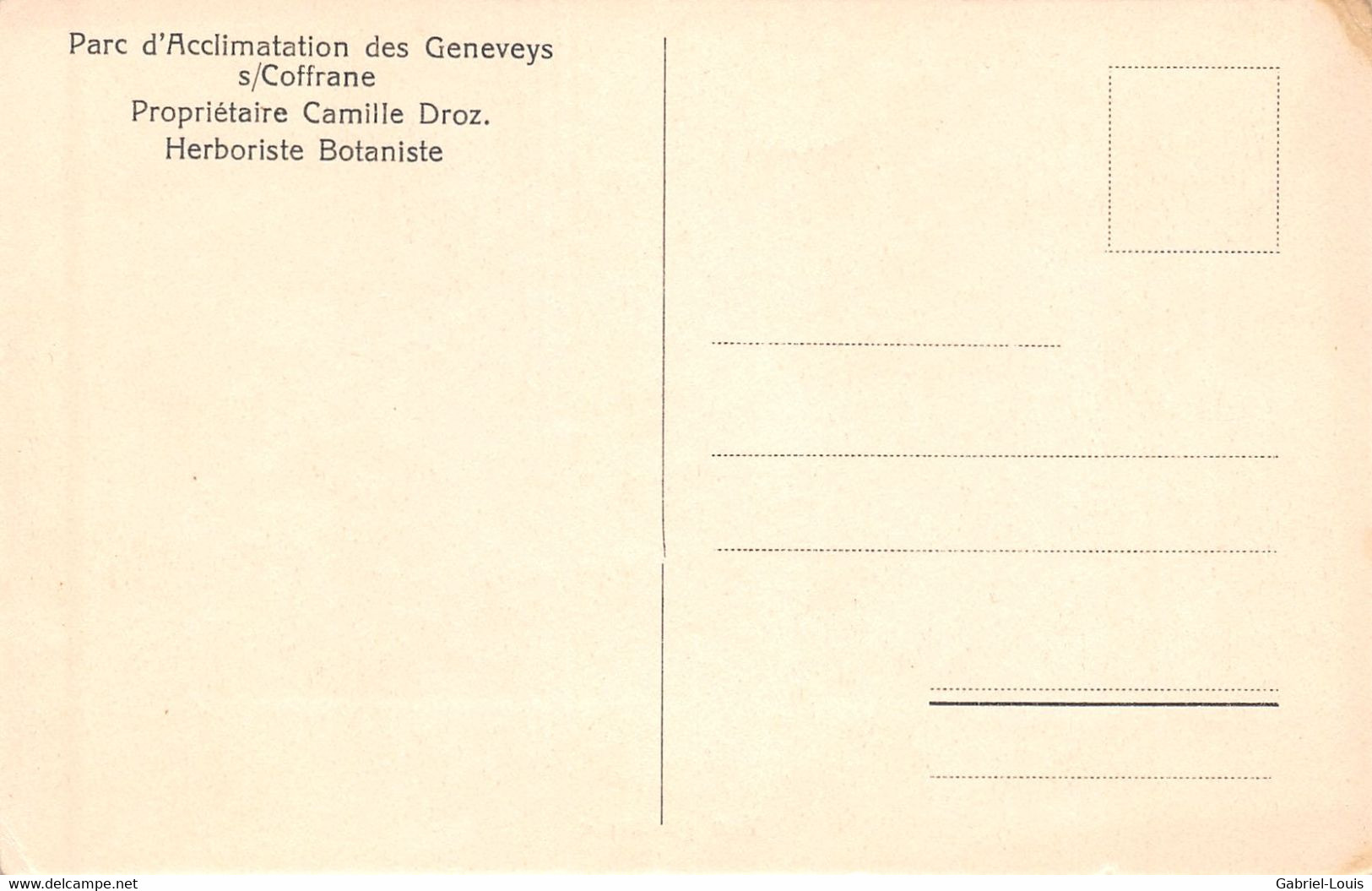 Parc D'acclimatation Des Geneveys S/ Coffrane Propr. Camille Droz Herboriste Botaniste - Coffrane