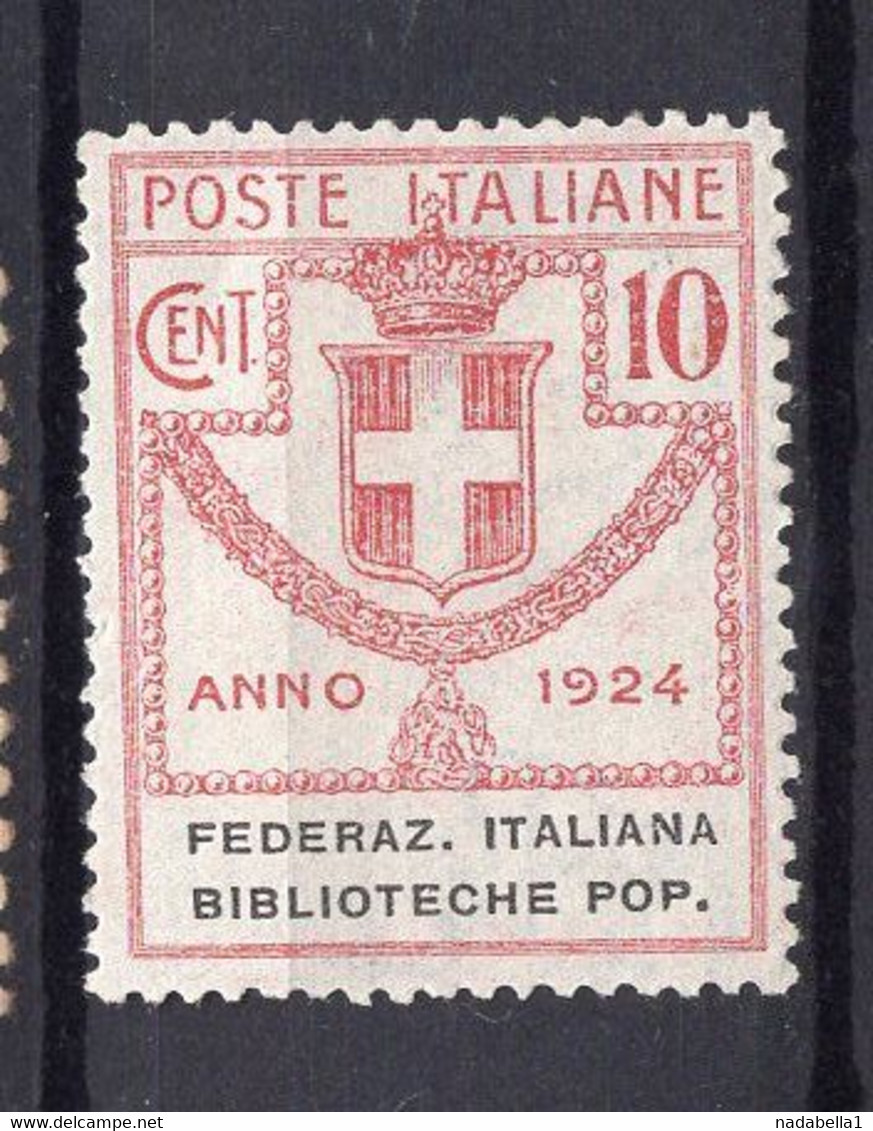 ITALY, 10 CENT. STAMP, FEDERATION OF PUBLIC LIBRARIES, MINT - Sellos Para Sobres Publicitarios