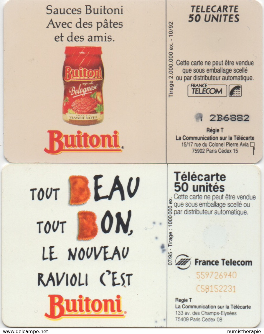 Lot De 2 Télécartes : Buitoni 1992 & 1995 - Alimentation