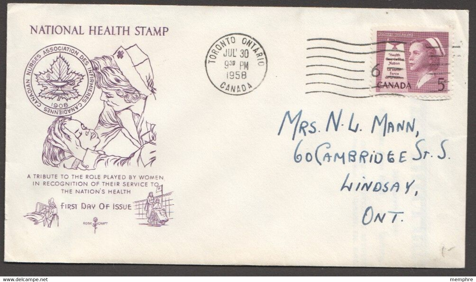 1959  Nurses  Rose Craft Cachet Sc 380 - 1952-1960