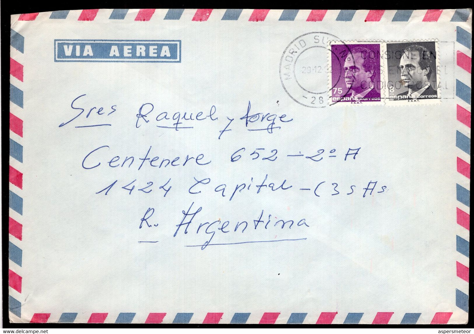 España - 1992 - Carta - Via Aerea - Enviada A Argentina - Rey Juan Carlos - A1RR2 - Cartas & Documentos