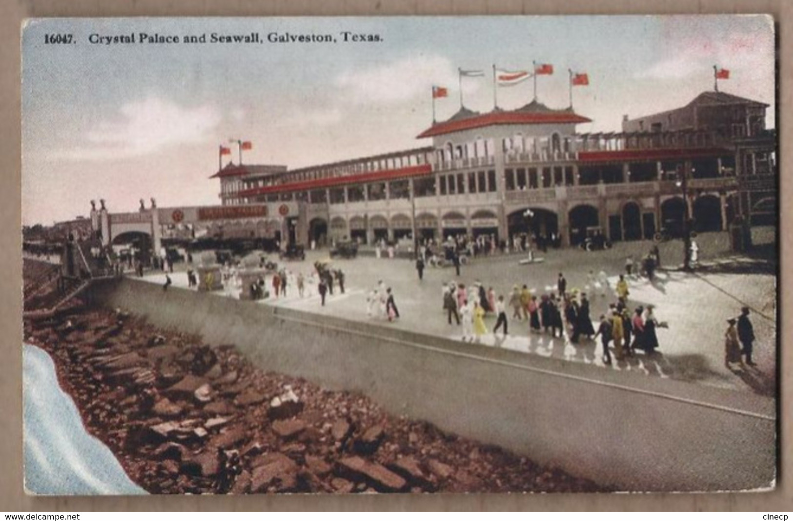 CPA USA - TEXAS - GALVESTON - Crystal Palace Ans Seawall - TB PLAN Etablissement + Très Jolie ANIMATION Automobiles - Galveston