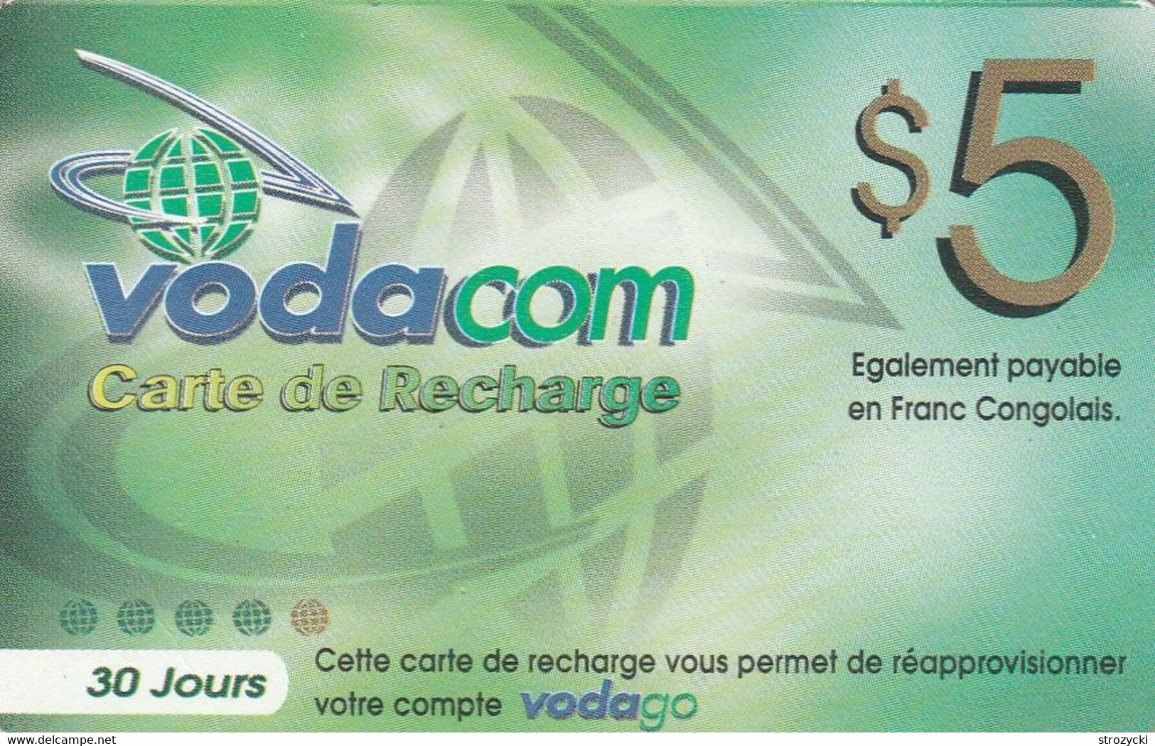 Congo (Kinshasa)- Vodacom Carte De Recharge - 30 Jours (31/10/2007) - Kongo