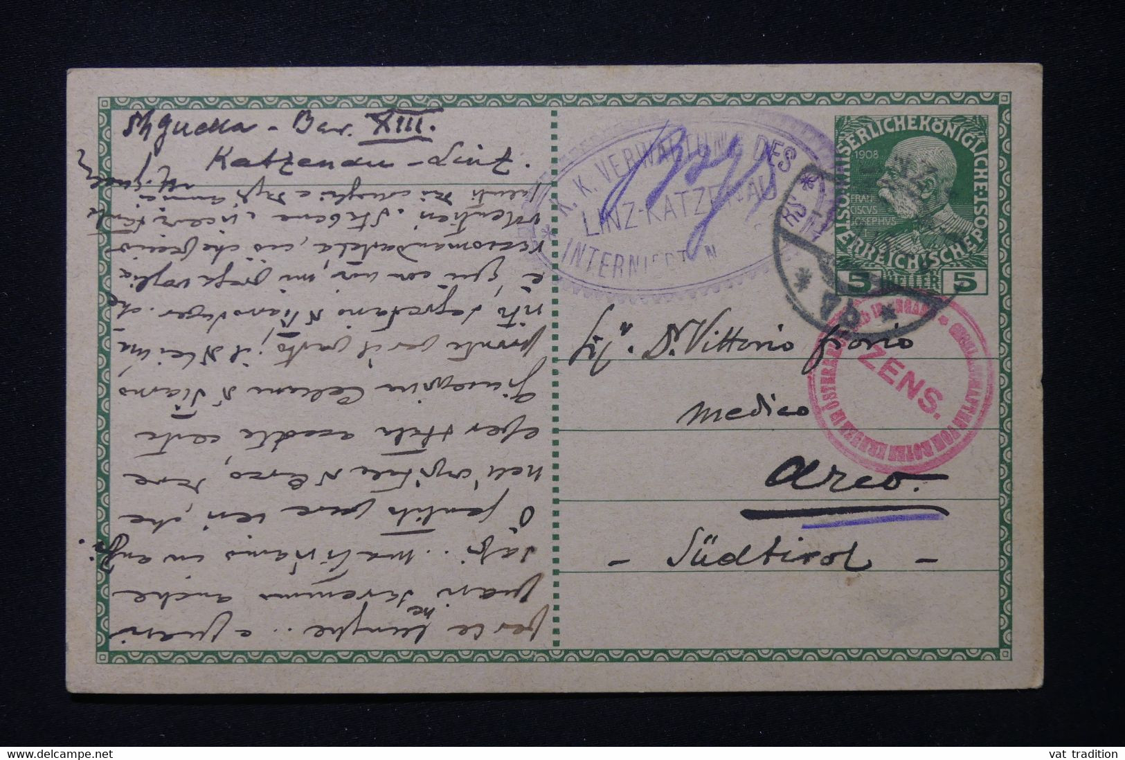 AUTRICHE - Entier Postal De Linz Pour Arco En 1915 Avec Cachet De Censure Militaire - L 89148 - Other & Unclassified