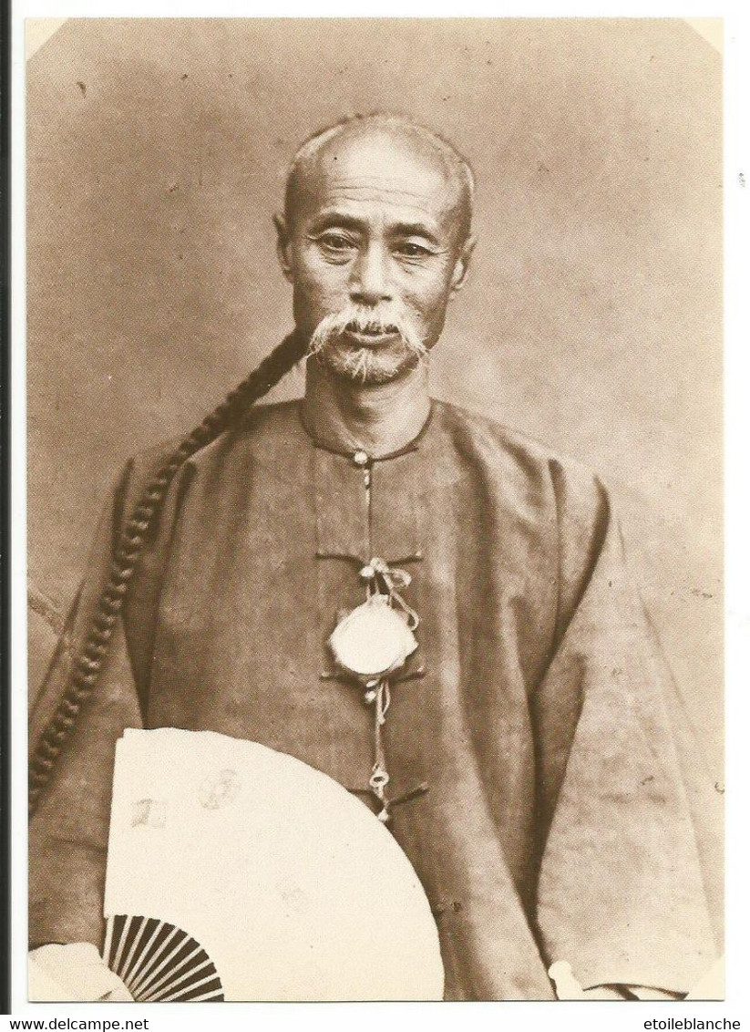 Photo Un Chinois à Paris 1866, Li Yune Tchiaok 57 Ans (homme, Natte, Moustache, éventail) Bibliothèque Nationale, Paris - Asia