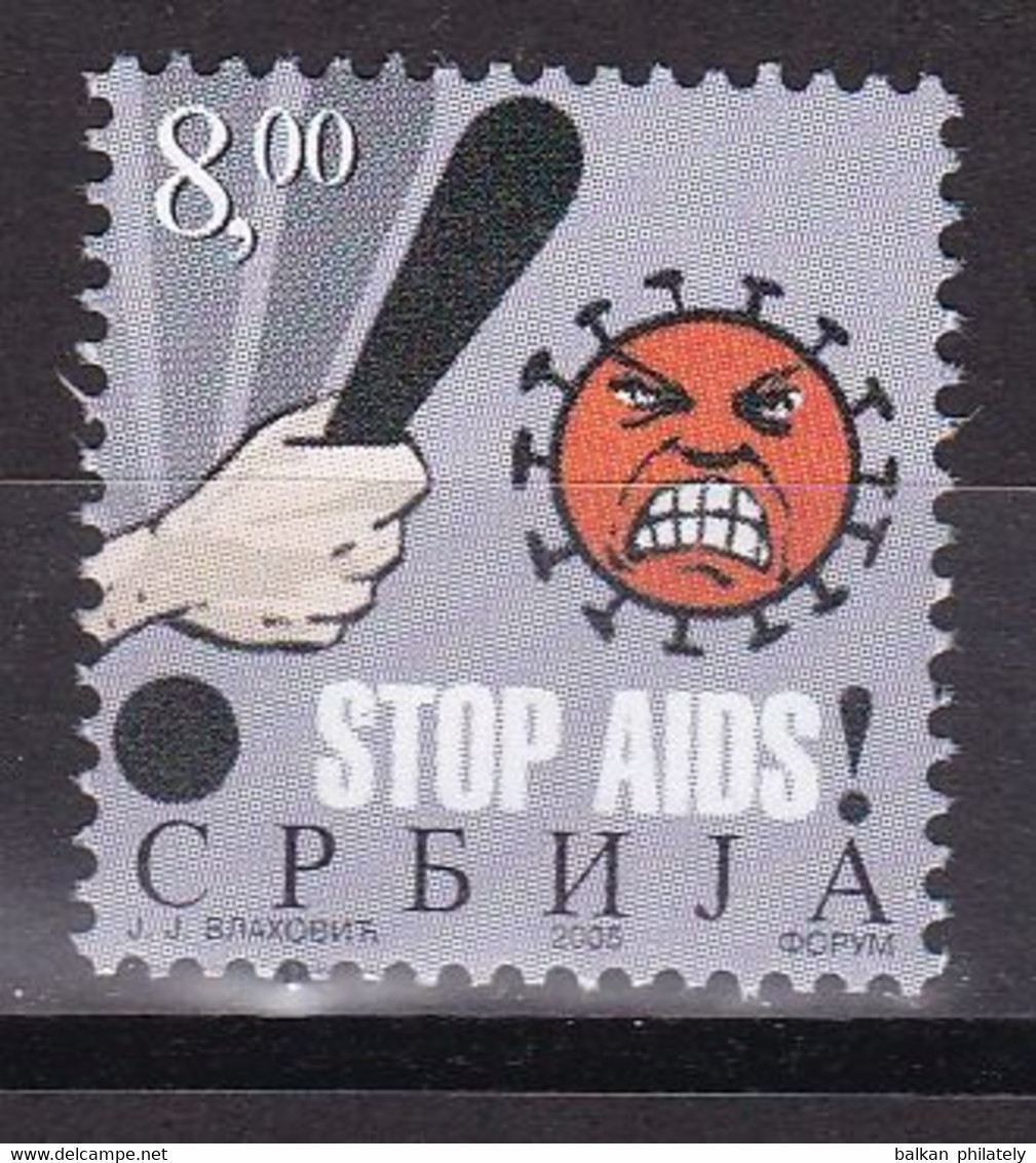 Yugoslavia Serbia 2005 For The Fight Against AIDS Medicine Health Disease Charity Surcharge Tax MNH - Disease