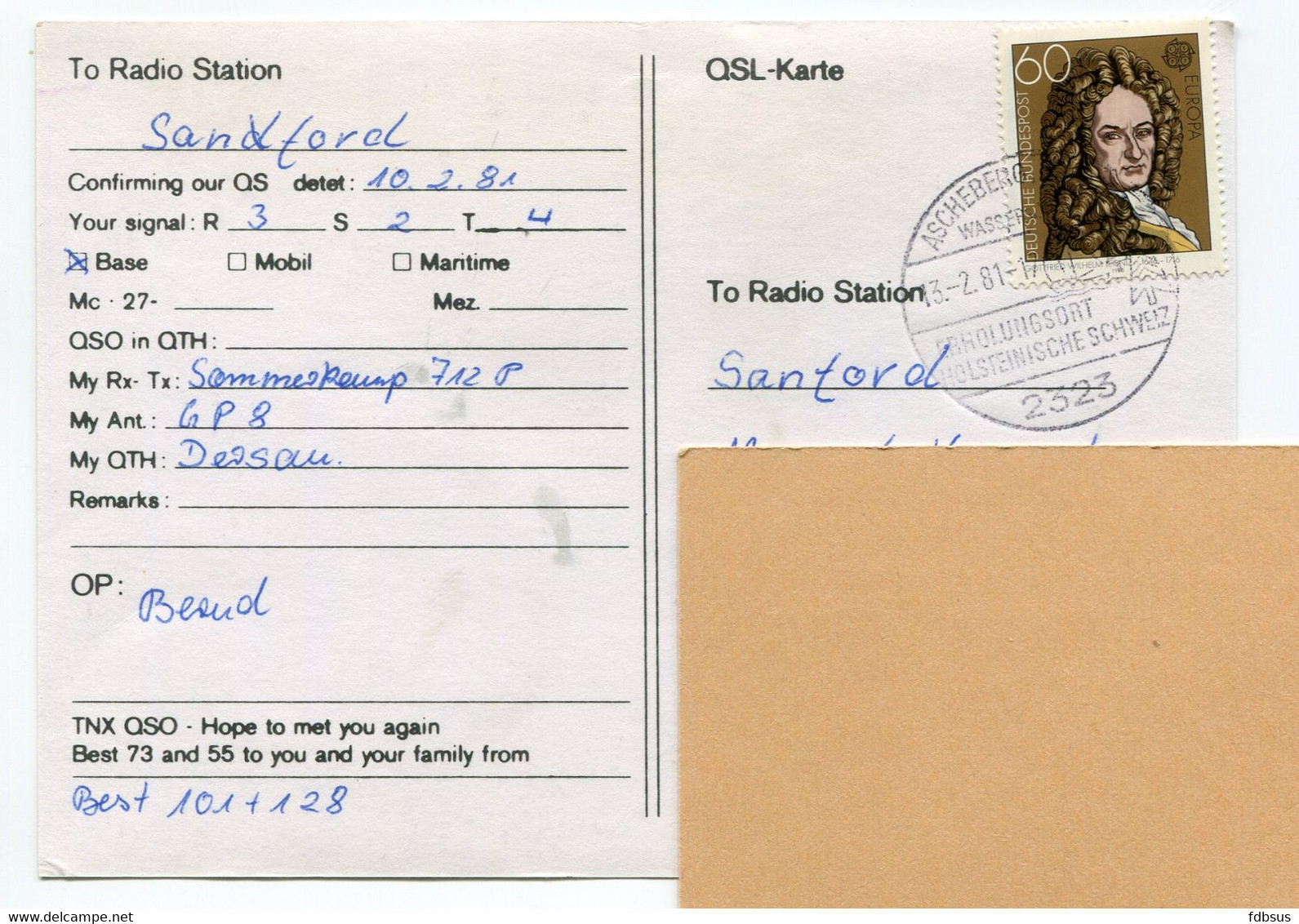 1981 Qsl Kaart Van Dersau Naar Belgie - WIGWAM - - CB