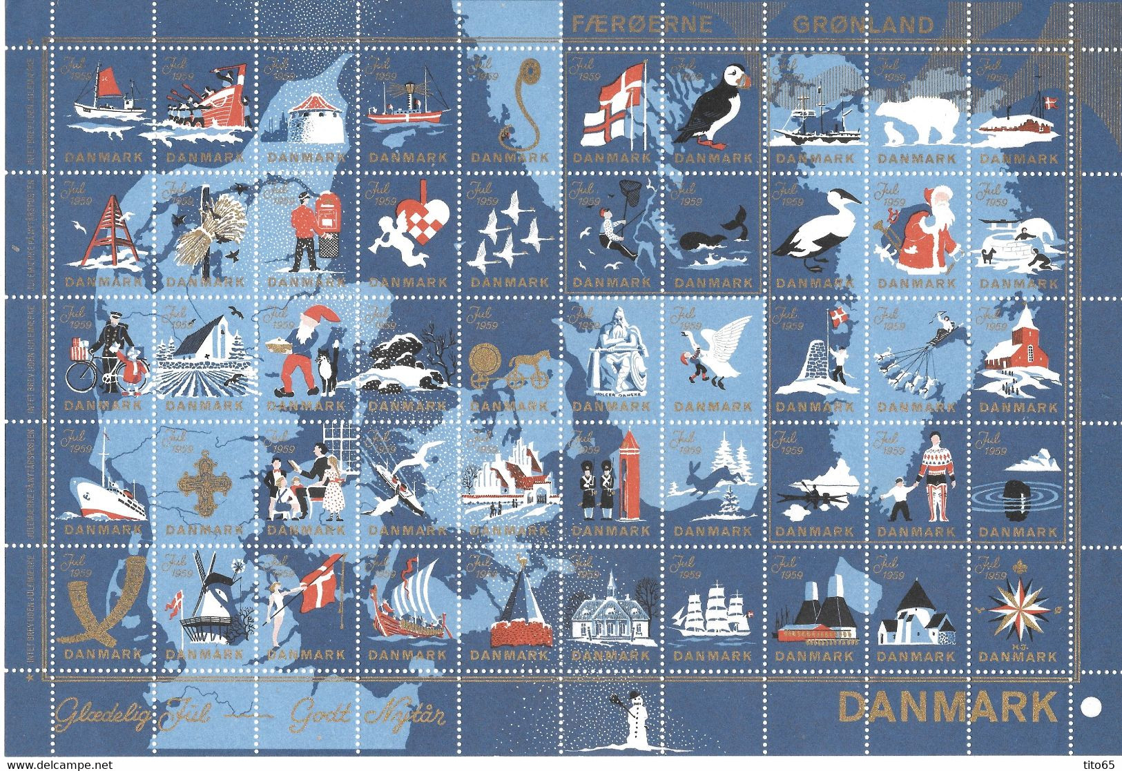 Denmark; Christmas Seals. Full Sheet 1959   MNH** - Fogli Completi