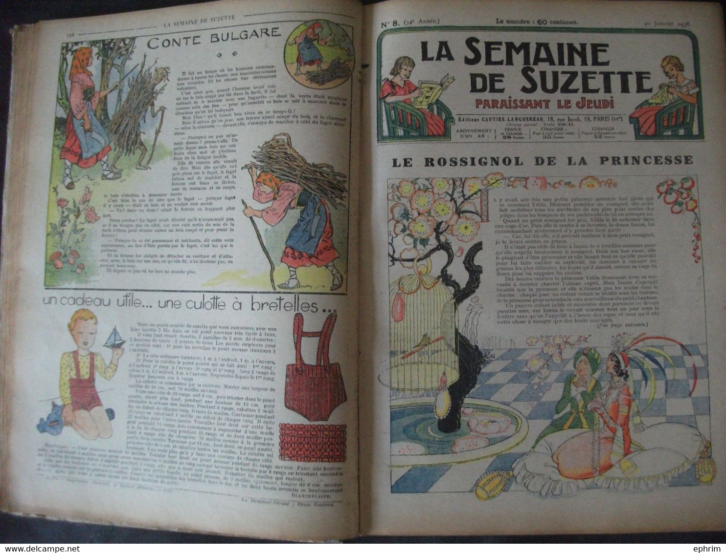 Reliure La Semaine de Suzette Premier Semestre 1938 N°1à 26 Bécassine L'Oncle d'Afrique Lorioux Jeux Rébus Mode Bleuette