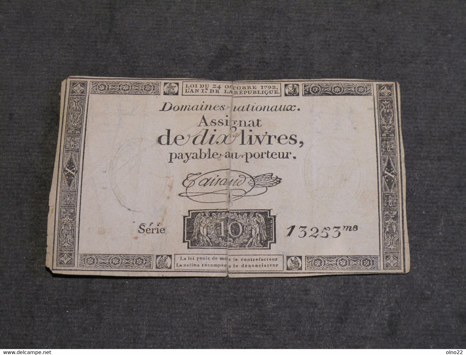 ASSIGNAT DE 10 LIVRES - SERIE 13253 Eme - Assignats