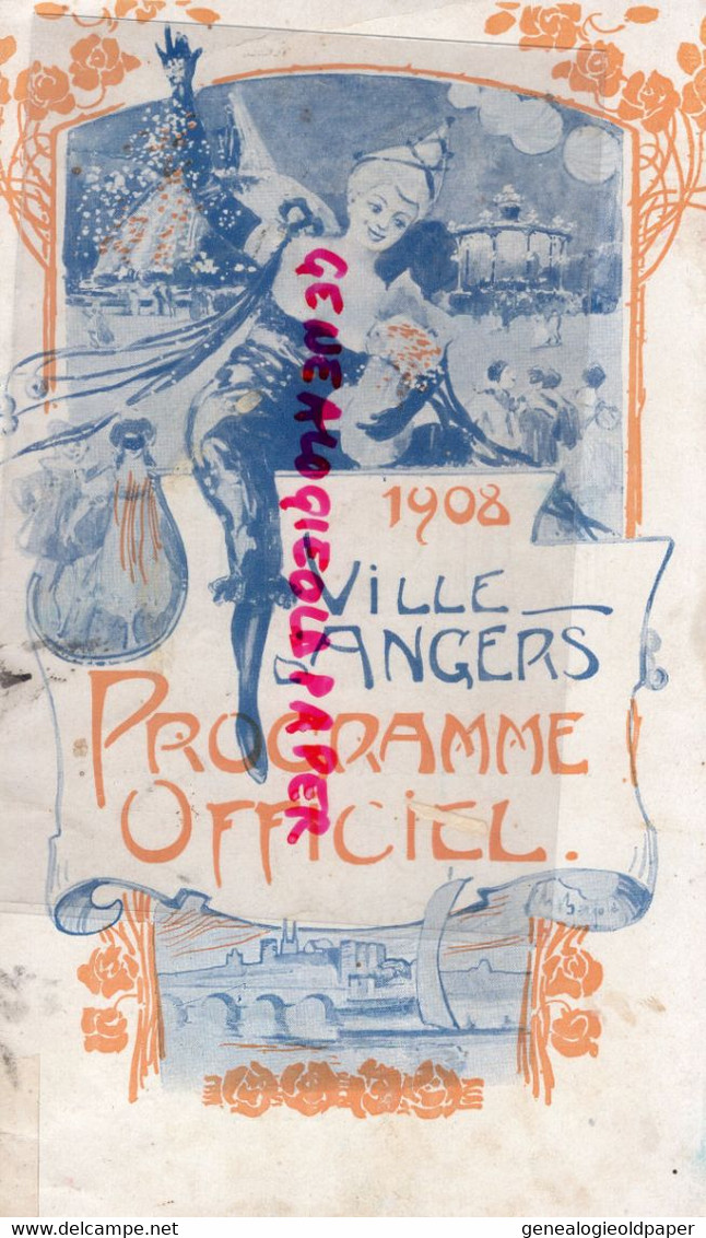 49- ANGERS- COUVERTURE PROGRAMME OFFICIEL 1908- CHARLES LHERMITTE PUBLICITE- ART NOUVEAU - Programma's