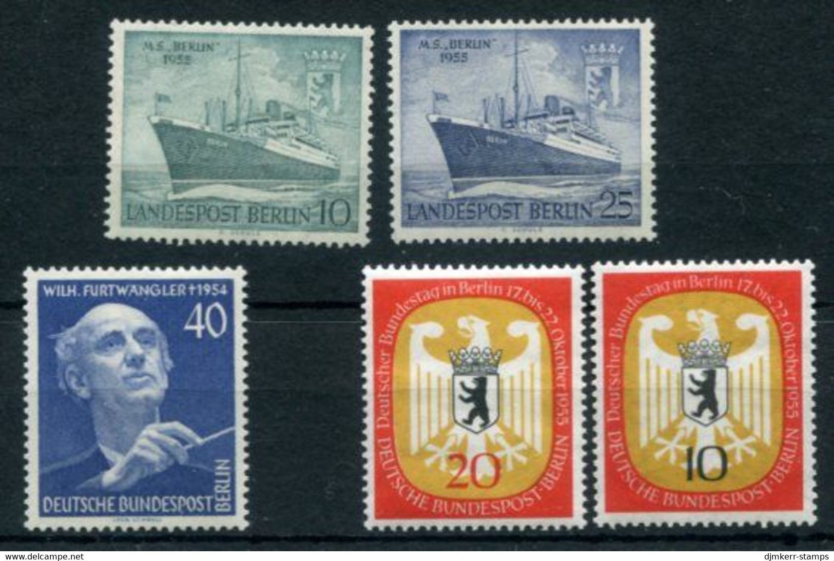 BERLIN (WEST) 1955 Three Commemorative Issues MNH / **.  Michel 126-30 Cat. €42 - Unused Stamps