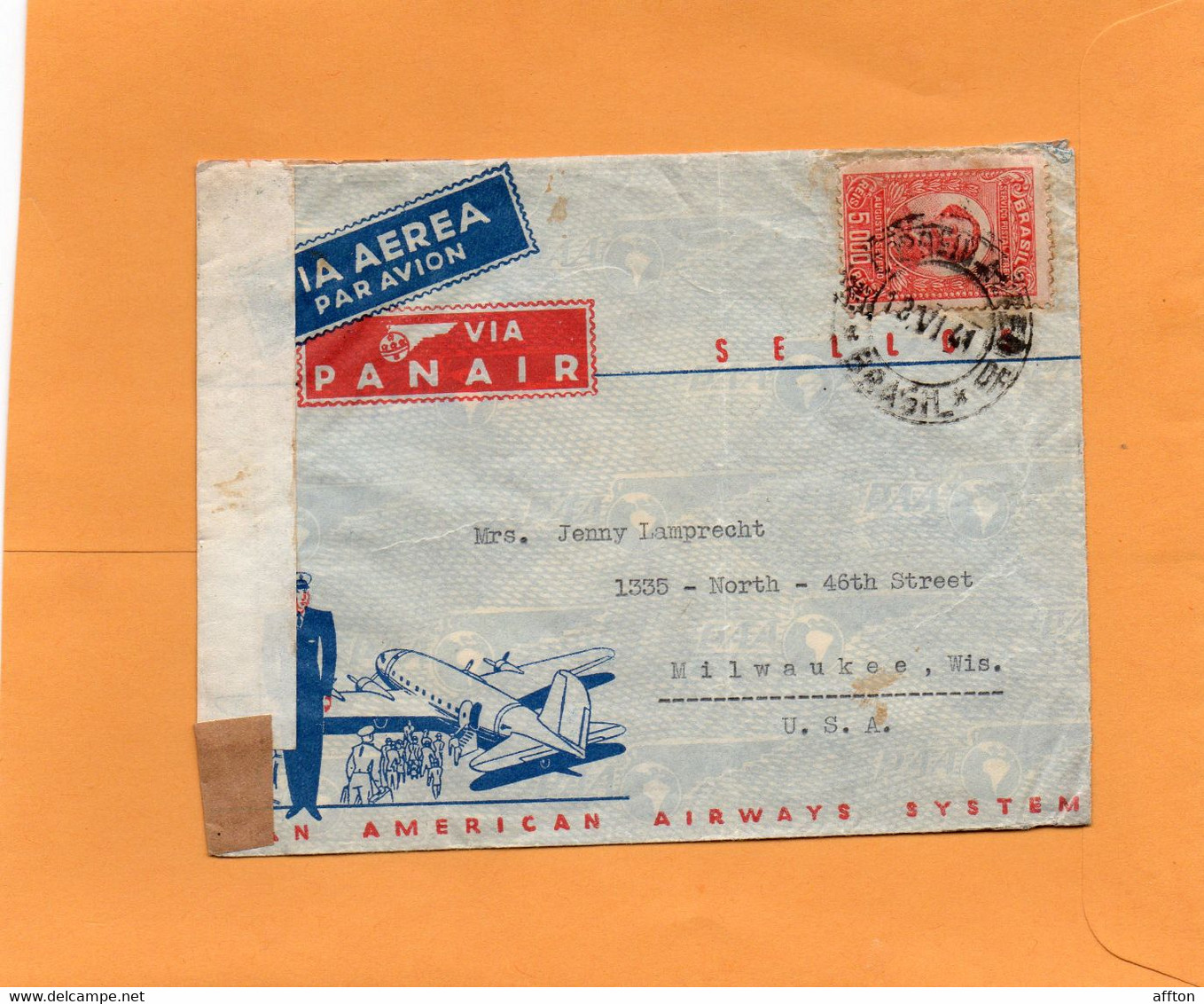 Brazil Old Censored Cover Mailed To USA - Cartas & Documentos