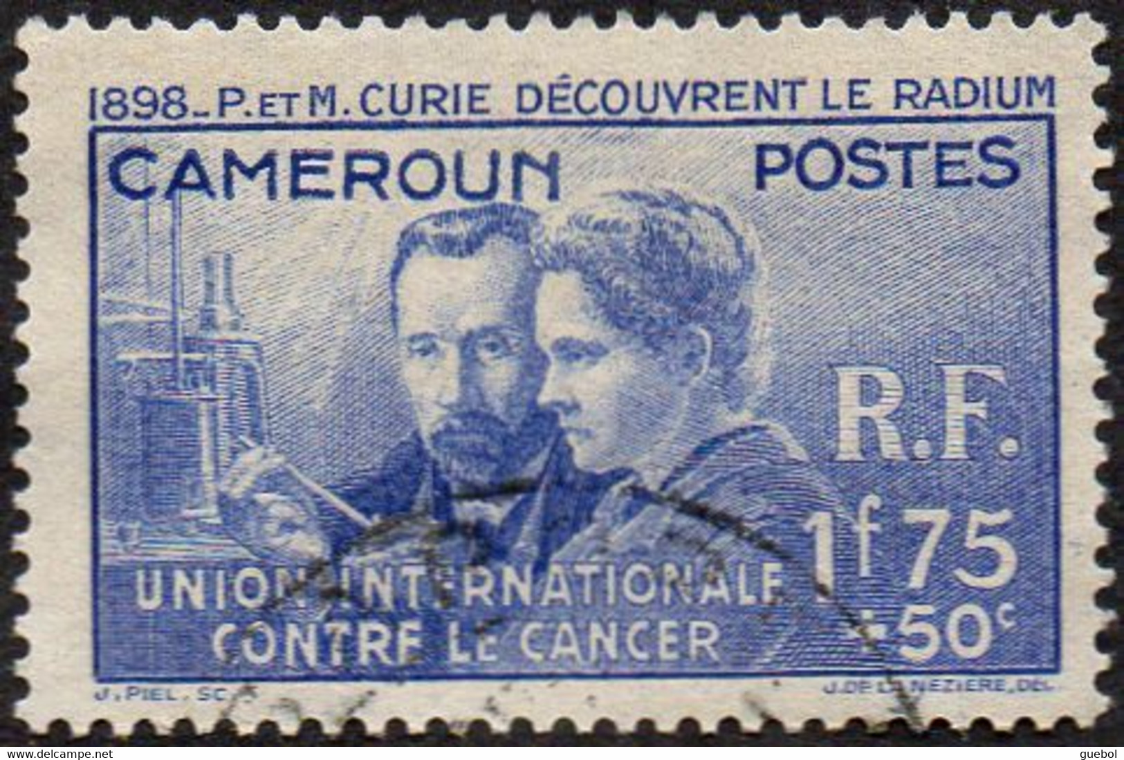 Pierre Et Marie Curie Détail De La Série Obl. Cameroun N° 159 - Recherche Sur Le Cancer - 1938 Pierre Et Marie Curie