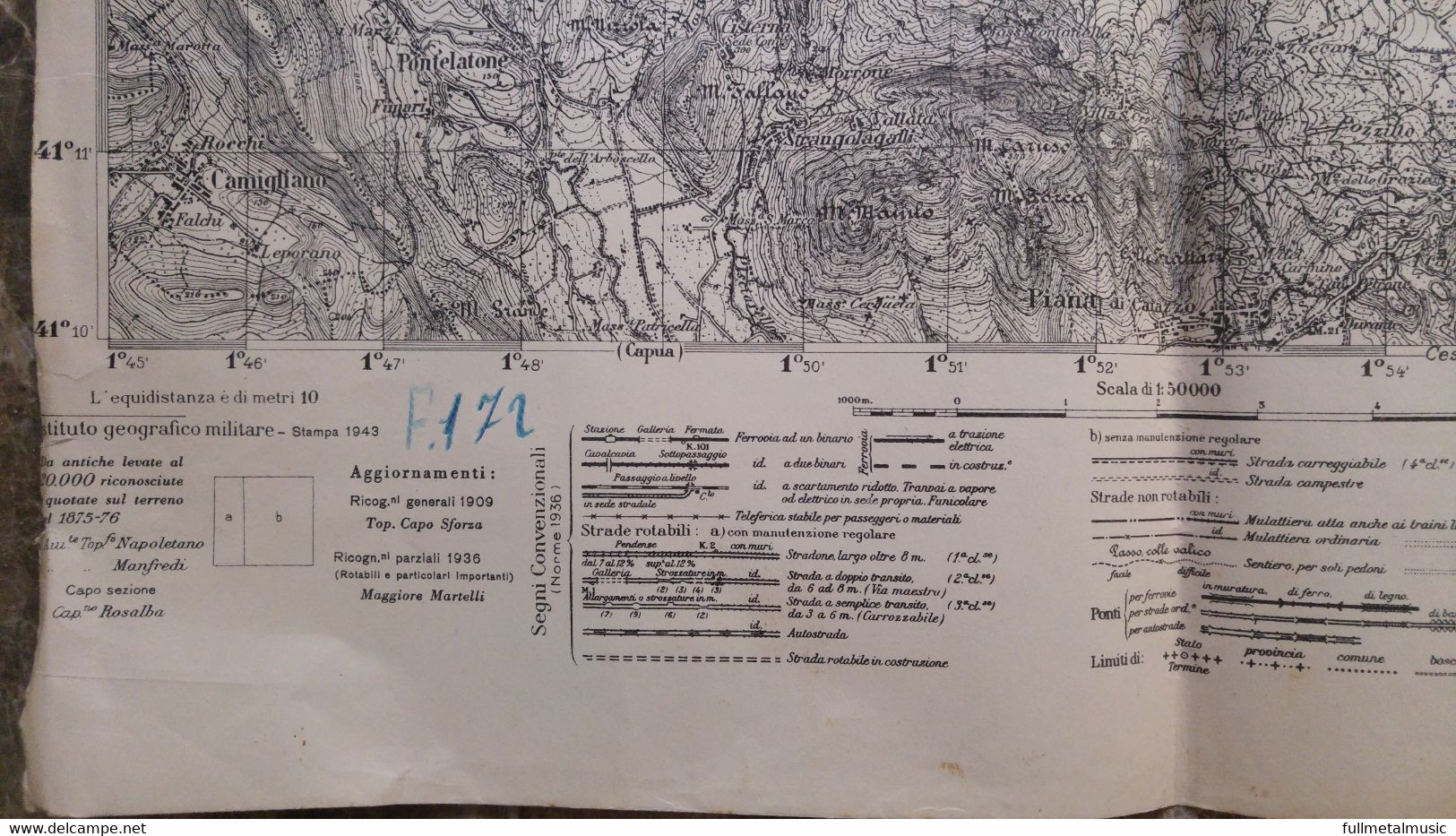 Mappa Cartina Militare Piedimonte D'alife 1943 - Cartes Routières
