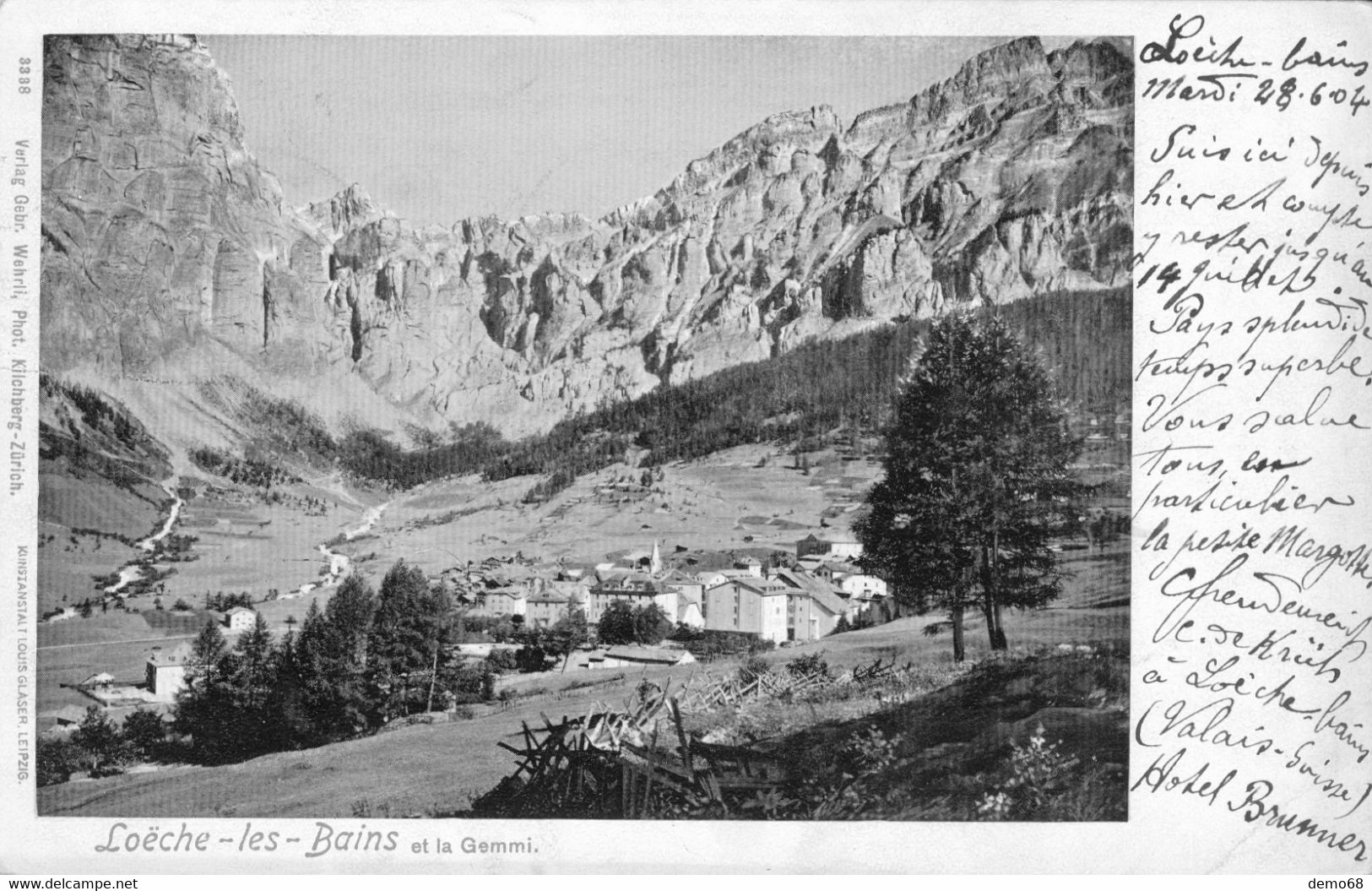 Loeche Les Bains Leukerbad VS Valais Suisse Schweiz Svizzera Vue Générale Et Gemmi Superbe Carte Précurseur 1904 - Loèche