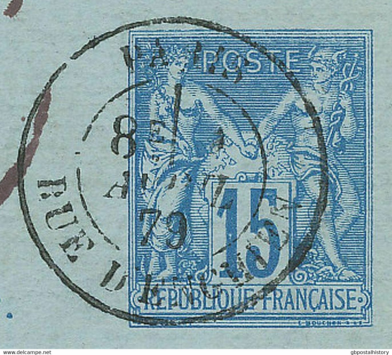 FRANKREICH 1879 15C Allegorie Handel Und Frieden Kab.-GA ERSTTAG NEUER POSTTARIF - Posttarieven