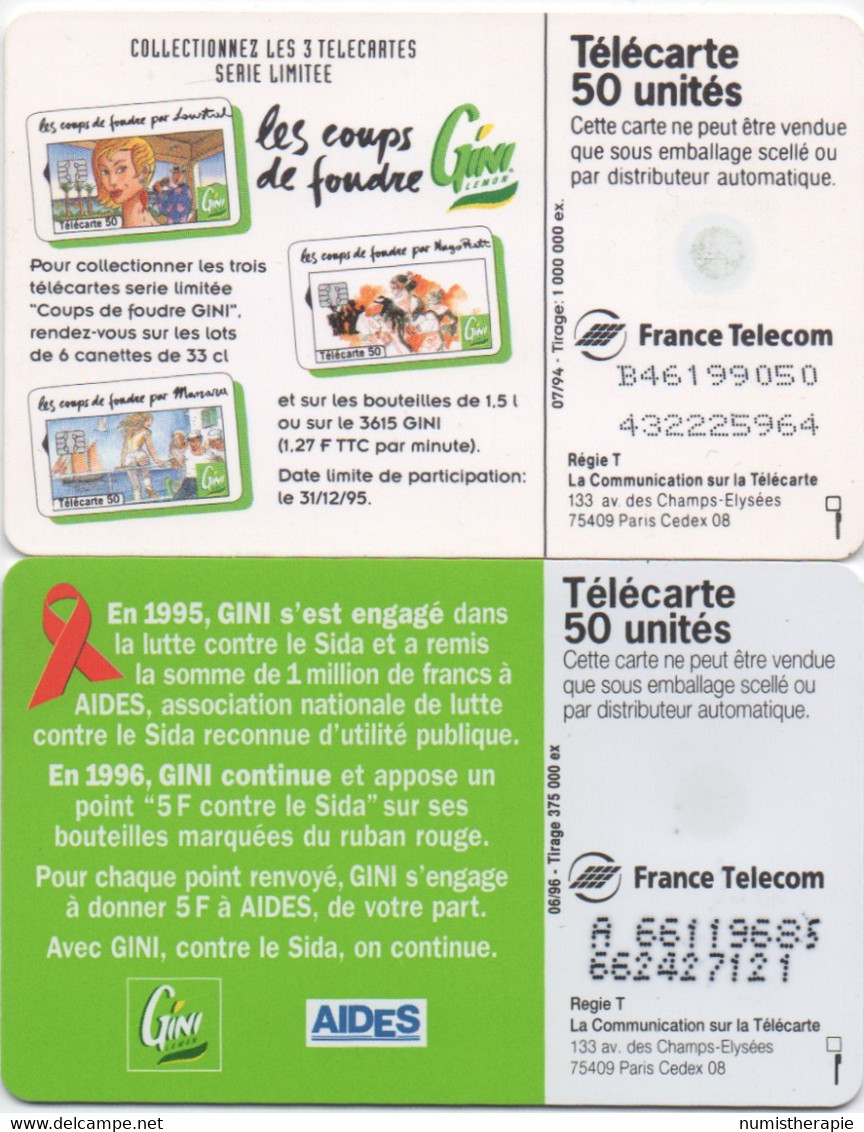 Lot De 2 Télécartes Gini Lemon ® 1994 & 1996 - Food