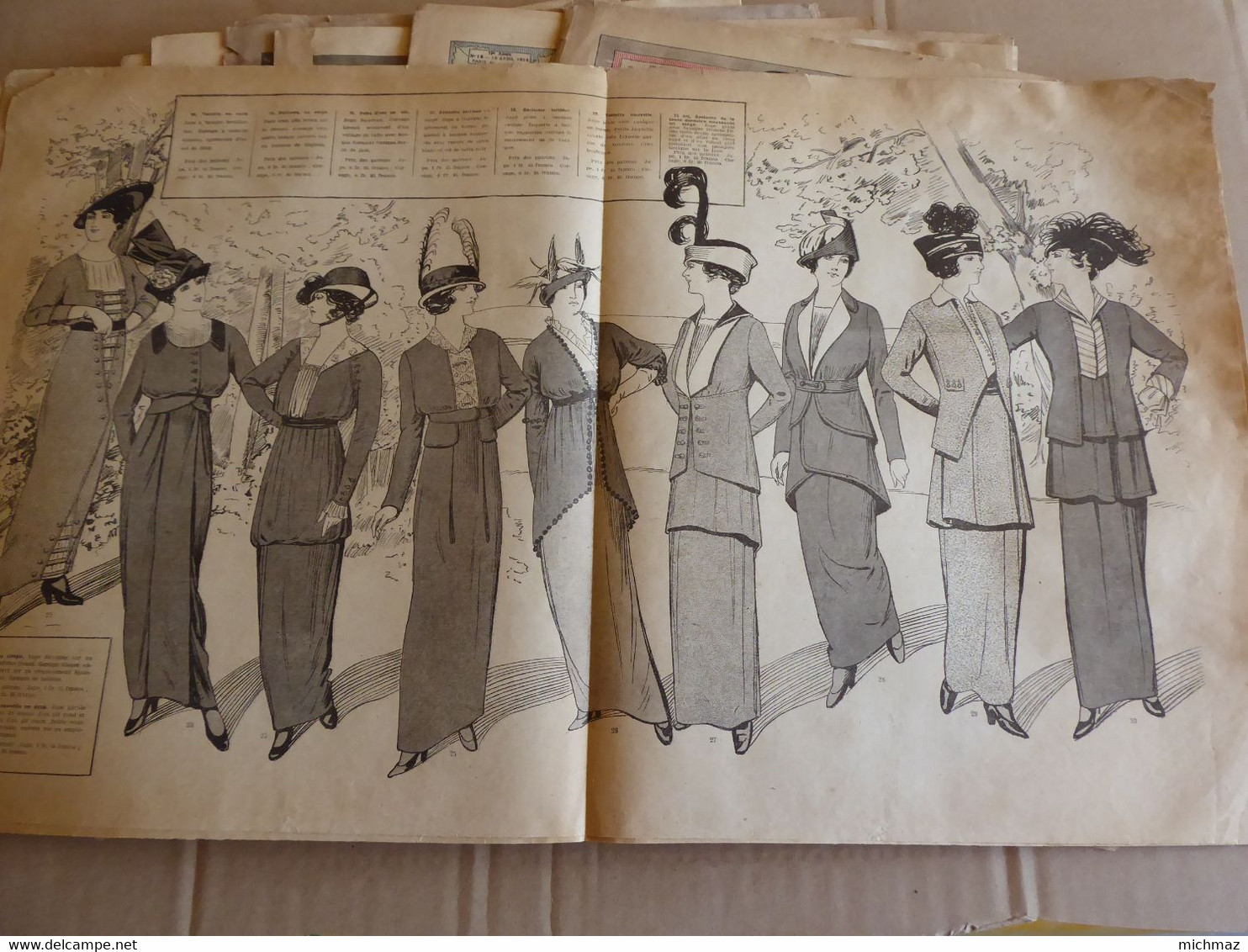 LA MODE 12 Revues 1913 Et 1914 DESSINS DE BRODERIE DECALQUABLES AU FER CHAUD + PATRON - Fashion