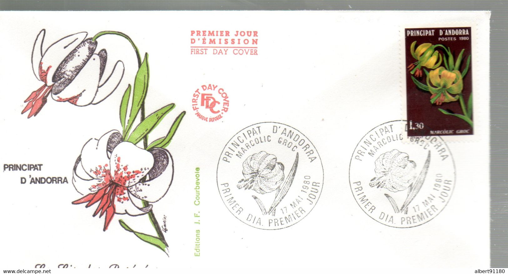 ANDORRE Premier Jour  Lis Des Pyrénées 1980 N° 287 - Used Stamps