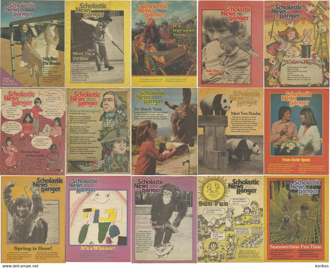 US SCHOLASTIC NEWS RANGER MAGAZINES - VOLUME 35 - 1978 – 1979 – LOT OF 15 - ELEMENTARY SCHOOL - Deportes