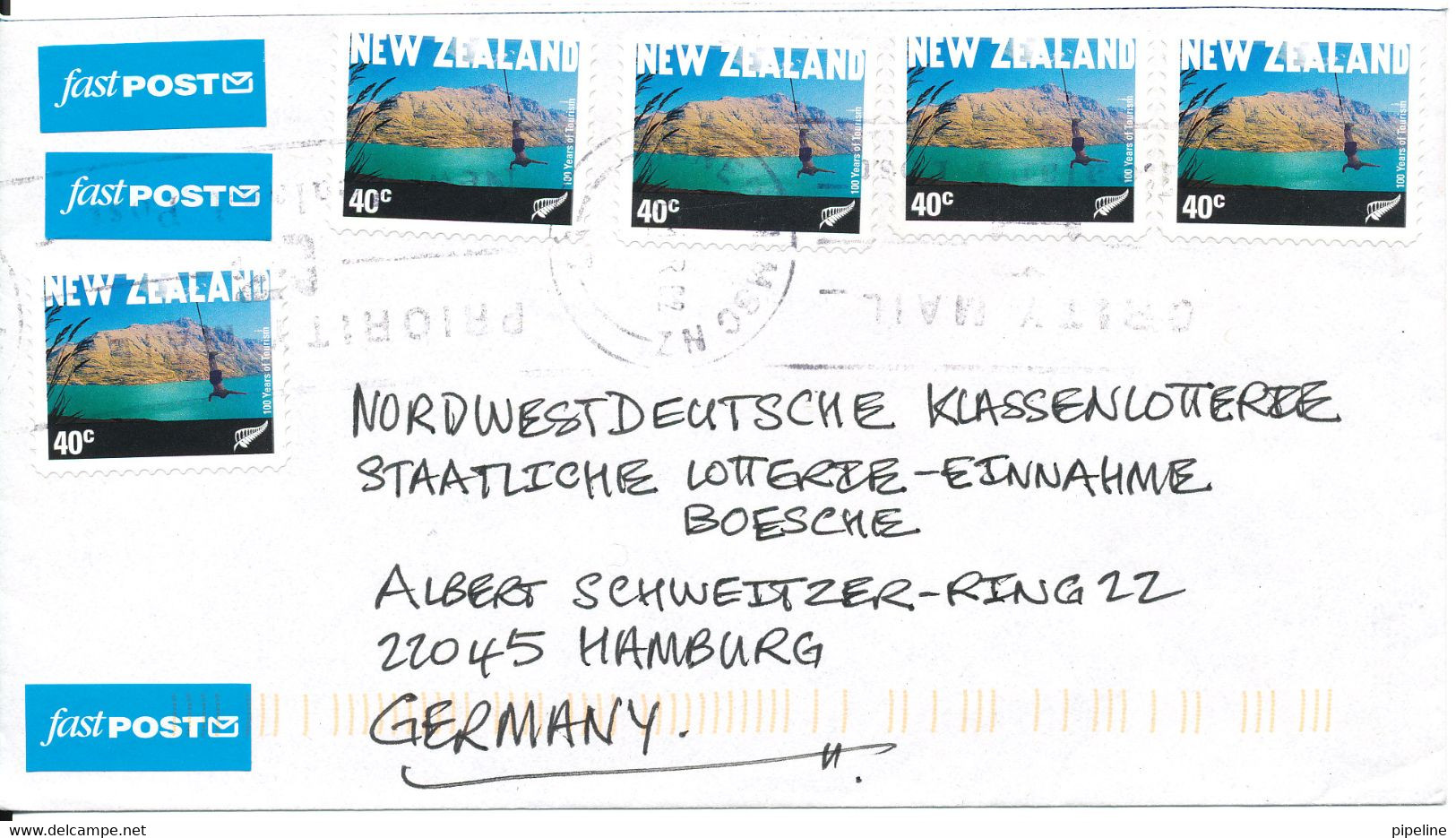 New Zealand Cover Sent Air Mail To Germany Dunedin 26-3-2002 - Storia Postale