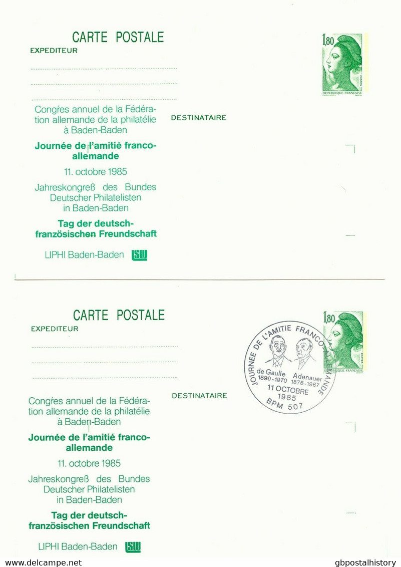 FRANKREICH 1985/8 Liberté 1,80 U. 2,00 Fr., 3 Versch. Privat-GA-Postkarten CEPT - Privatganzsachen