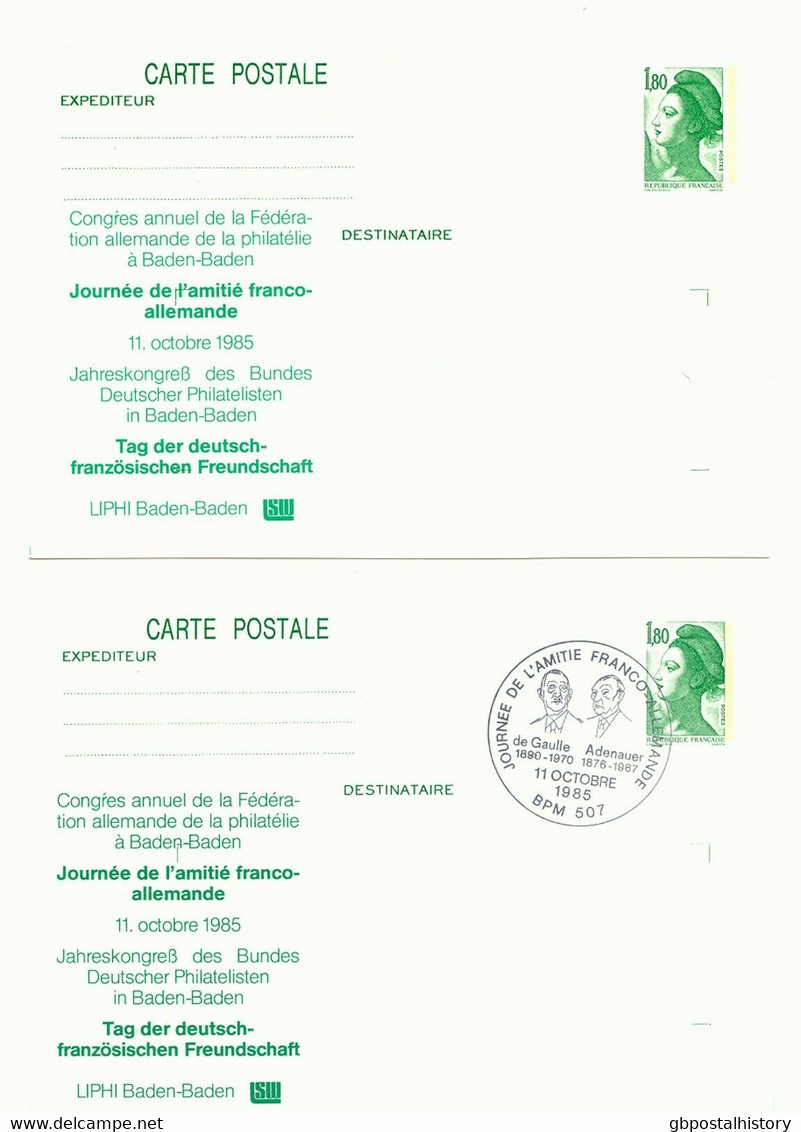 FRANKREICH 1985/8 Liberté 1,80 U. 2,00 Fr., 3 Versch. Privat-GA-Postkarten CEPT - Enteros Privados
