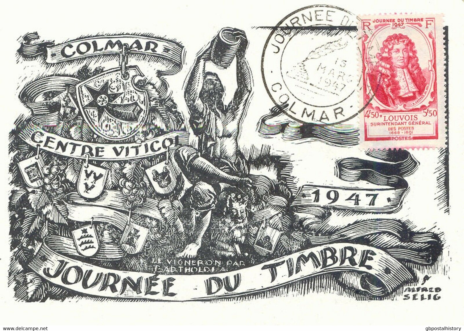 FRANKREICH 1947 Tag Der Briefmarke A. Selt. Kab.-Maximumkarte M. ESST Von COLMAR - 1940-1949