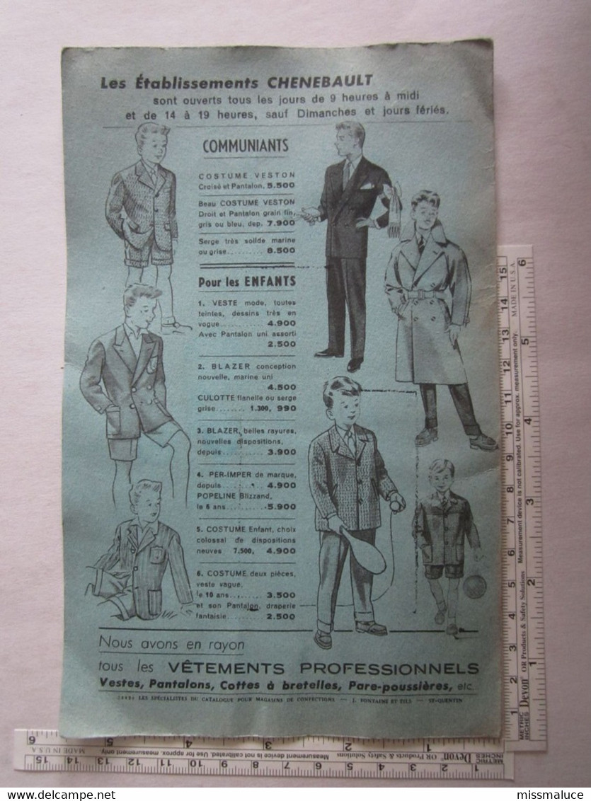 Vieux Papiers > Buvard Buvards Catalogue La Mode Masculine Vêtements Chenebault Sens - Textile & Vestimentaire