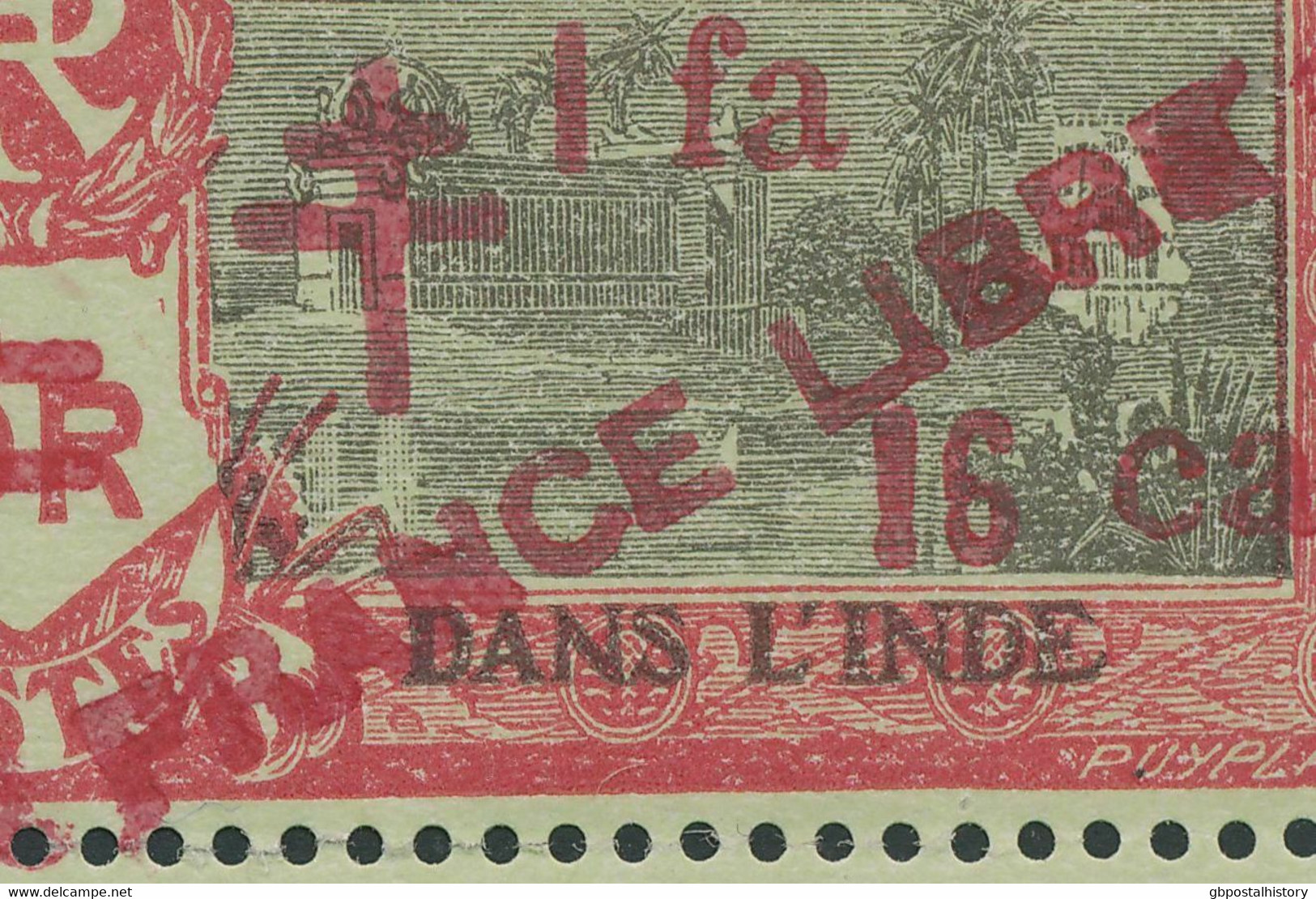 FRANZÖSISCH-INDIEN 1942 AH-Ausg. FRANCE LIBRE 1 Fa 16 Ca A. 5 Fr. (4) ** ABARTEN - Unused Stamps
