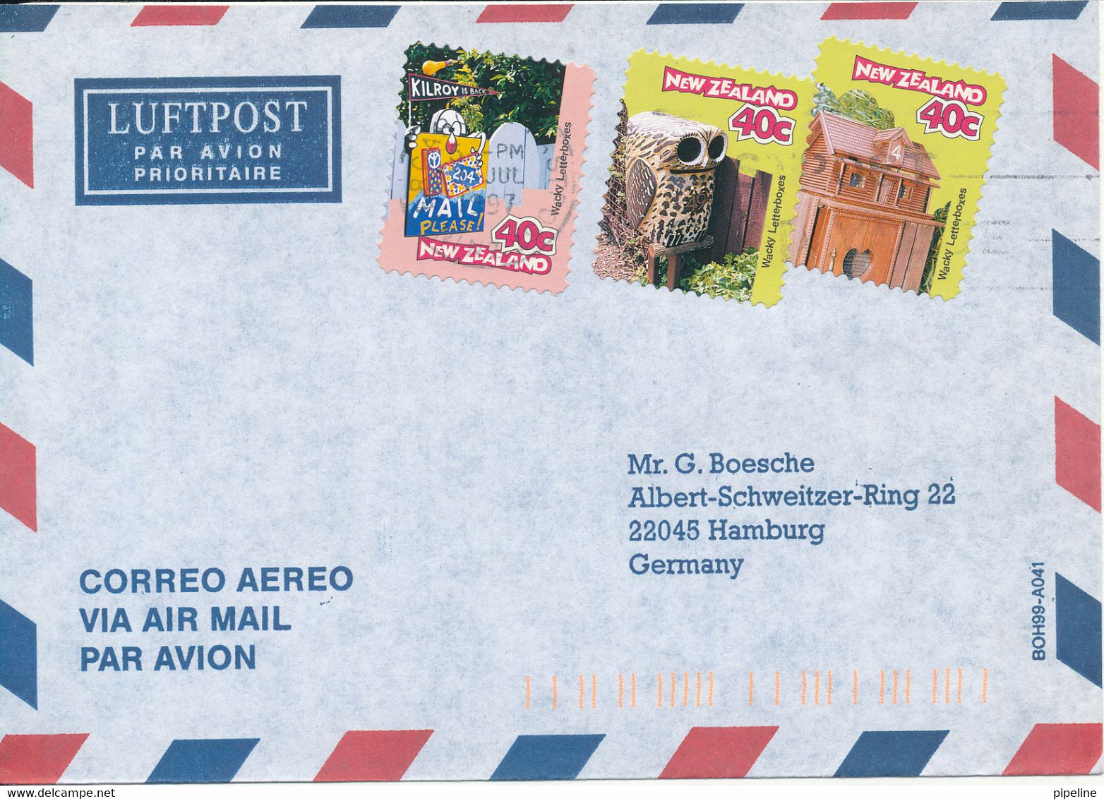 New Zealand Air Mail Cover Sent To Germany 1997 - Luftpost