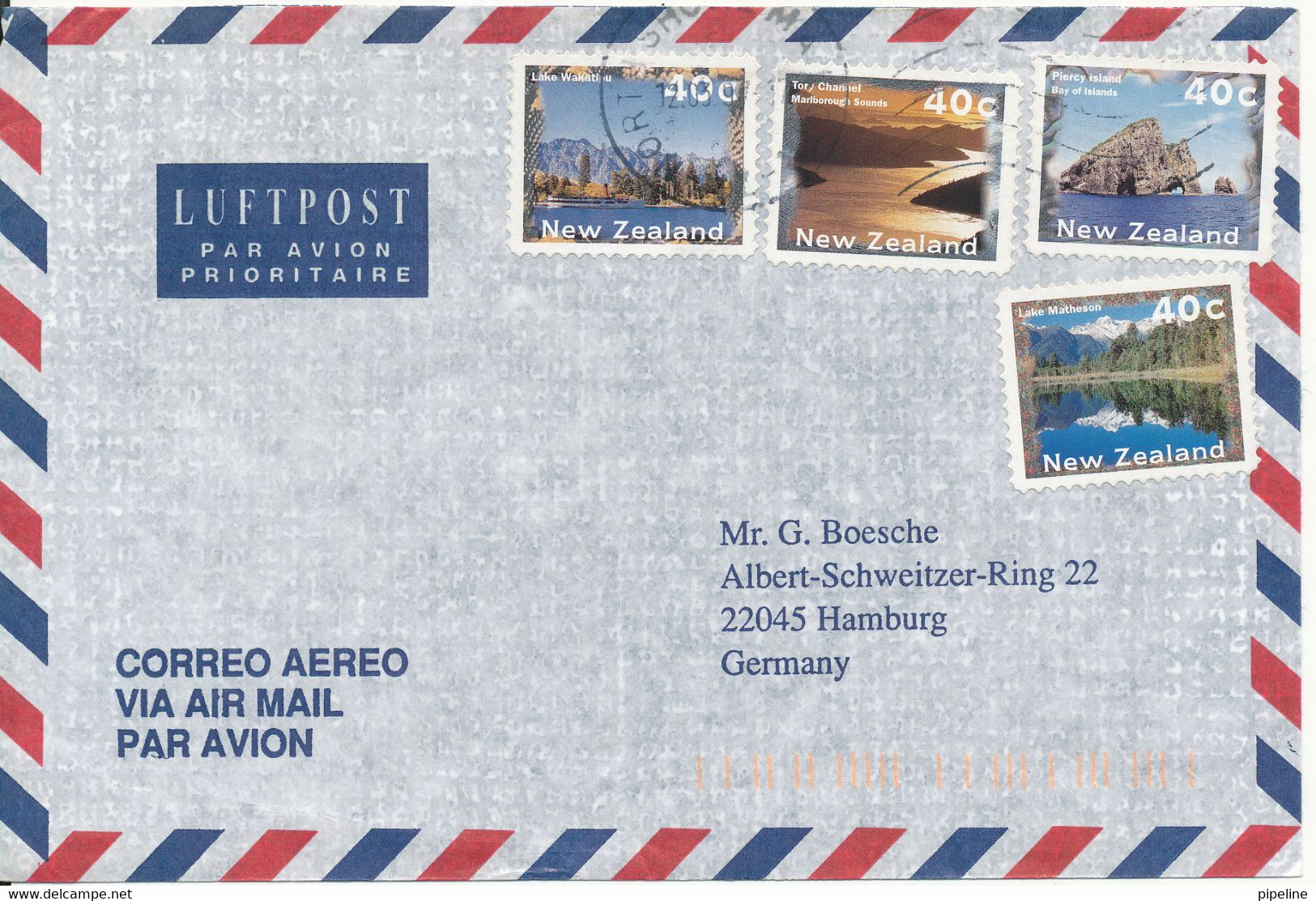 New Zealand Air Mail Cover Sent To Germany 12-3-1997 - Corréo Aéreo