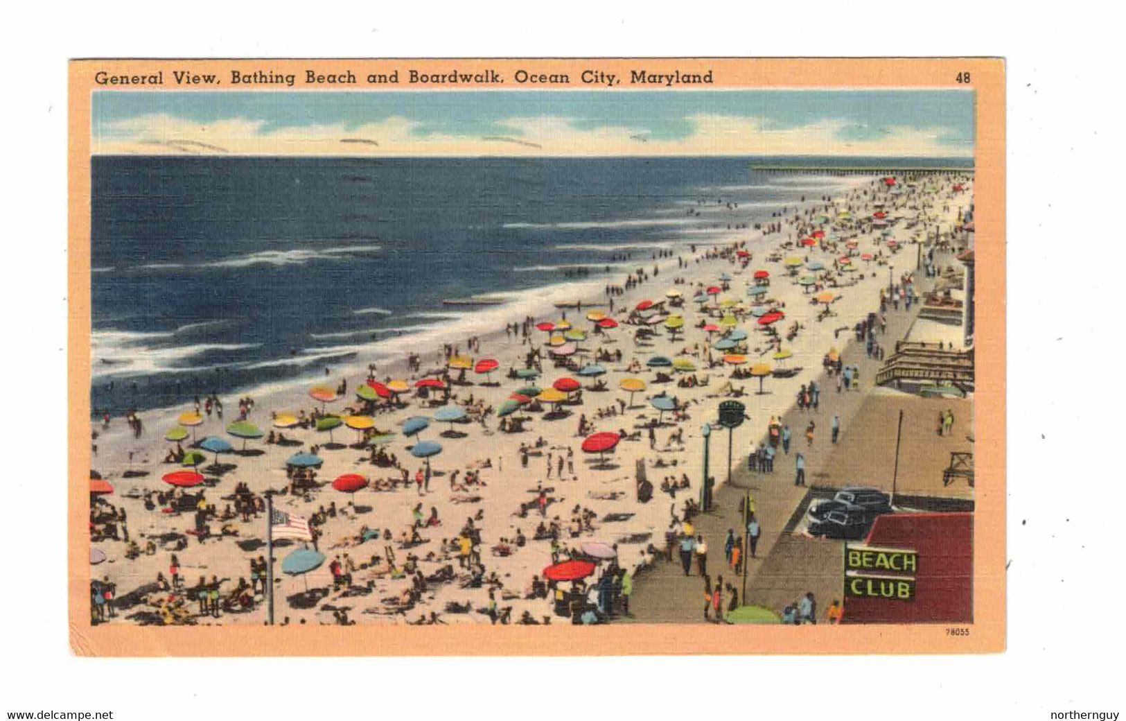 OCEAN CITY, Maryland, USA, BEV Of Bathing Beach And Boardwalk, 1952 Linen Postcard - Ocean City