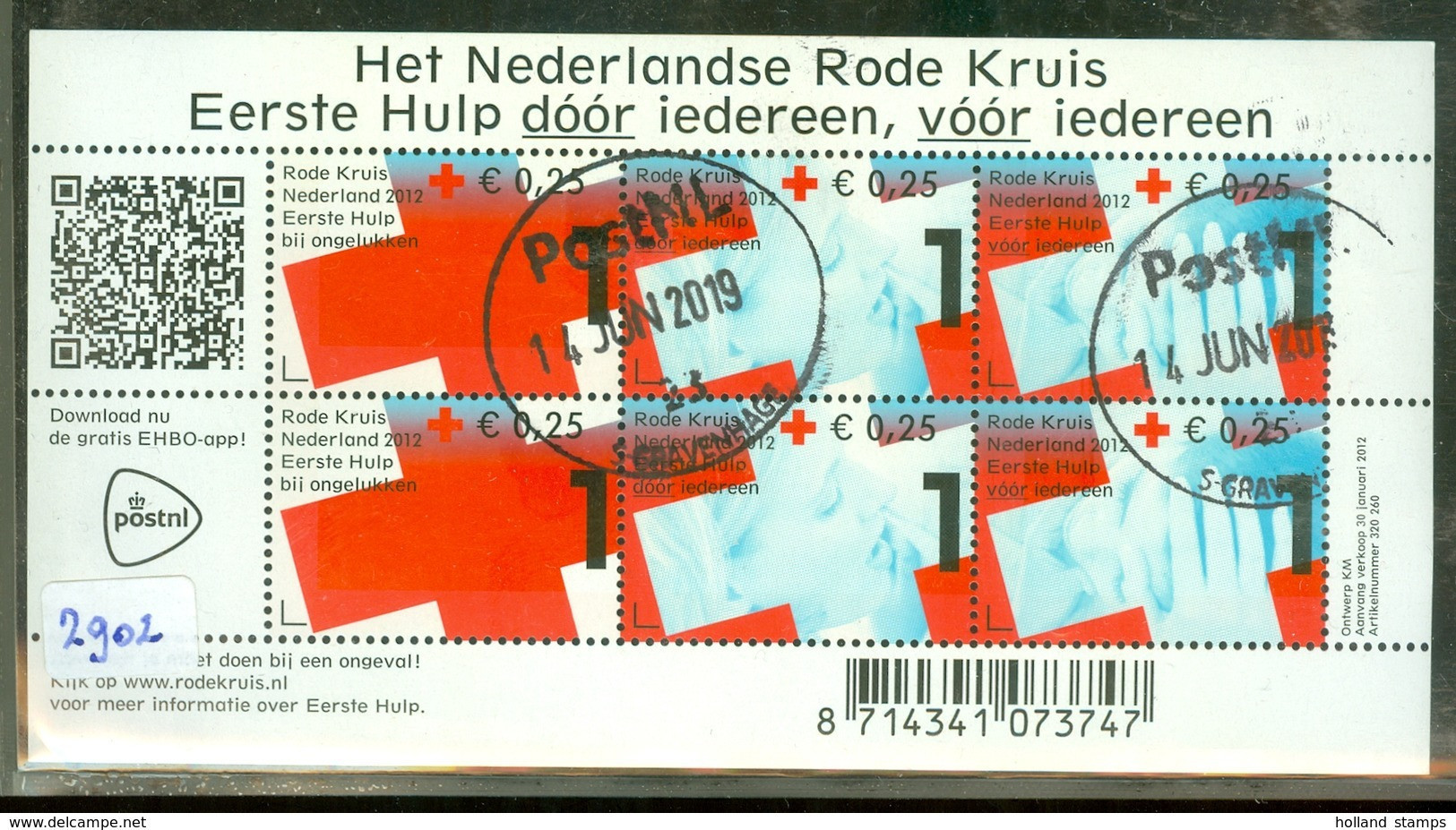 NEDERLAND * NVPH 2902 * RED CROSS * BLOK * BLOC * BLOCK * NETHERLANDS * POSTFRIS GESTEMPELD - Used Stamps