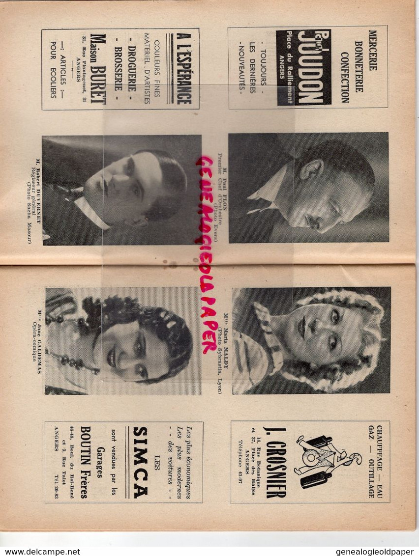 49- ANGERS- PROGRAMME GRAND THEATRE- 1938-39- PAGANINI- MEUBLES LIZE-LIQUEUR RAYER-BRISSET- PECHA-GEORGES COSTE-BACCHI - Programmes