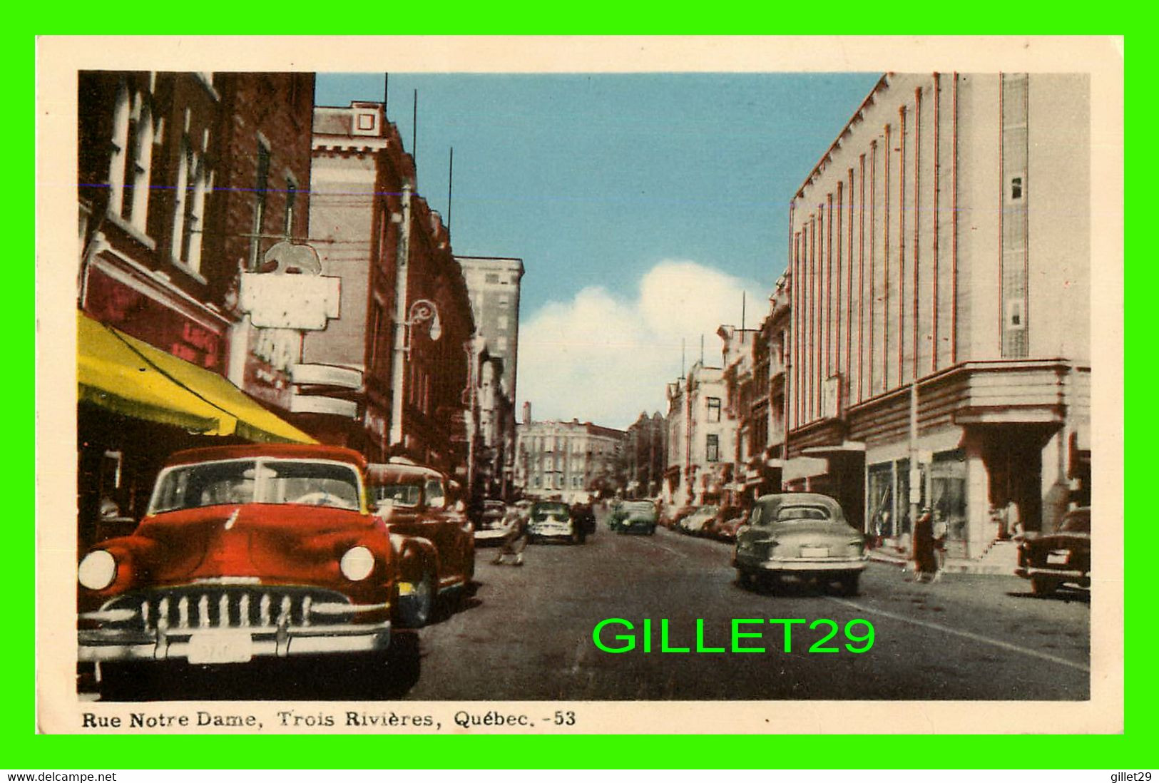 TROIS-RIVIÈRES, QUÉBEC - VUE DE LA RUE NOTRE DAME - ANIMÉE DE VIEILLE VOITURES - THE PHOTOGELATINE ENGRAVING CO - - Trois-Rivières