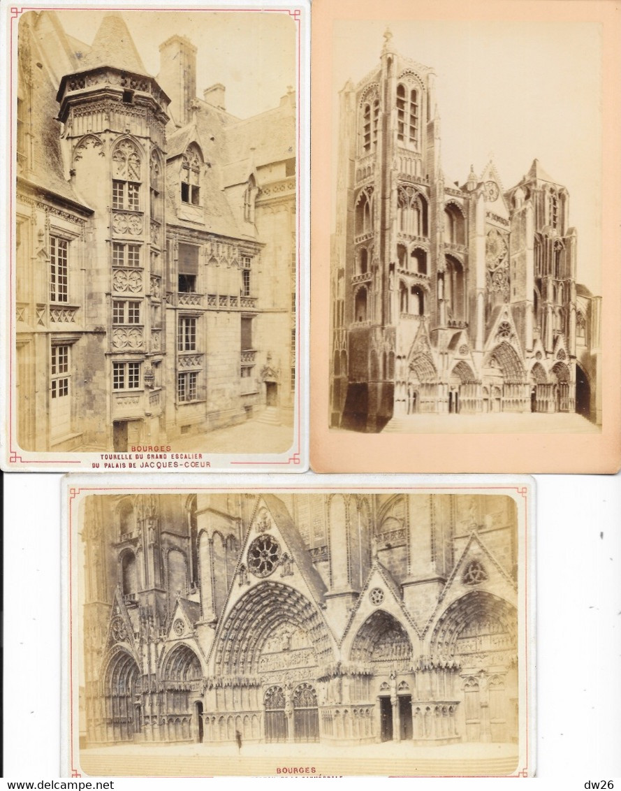 Photo Bromure - Lot De 3 Photos Sur Carton De Bourges: Palais Jacques Coeur, Cathédrale - Août 1882 - Oud (voor 1900)