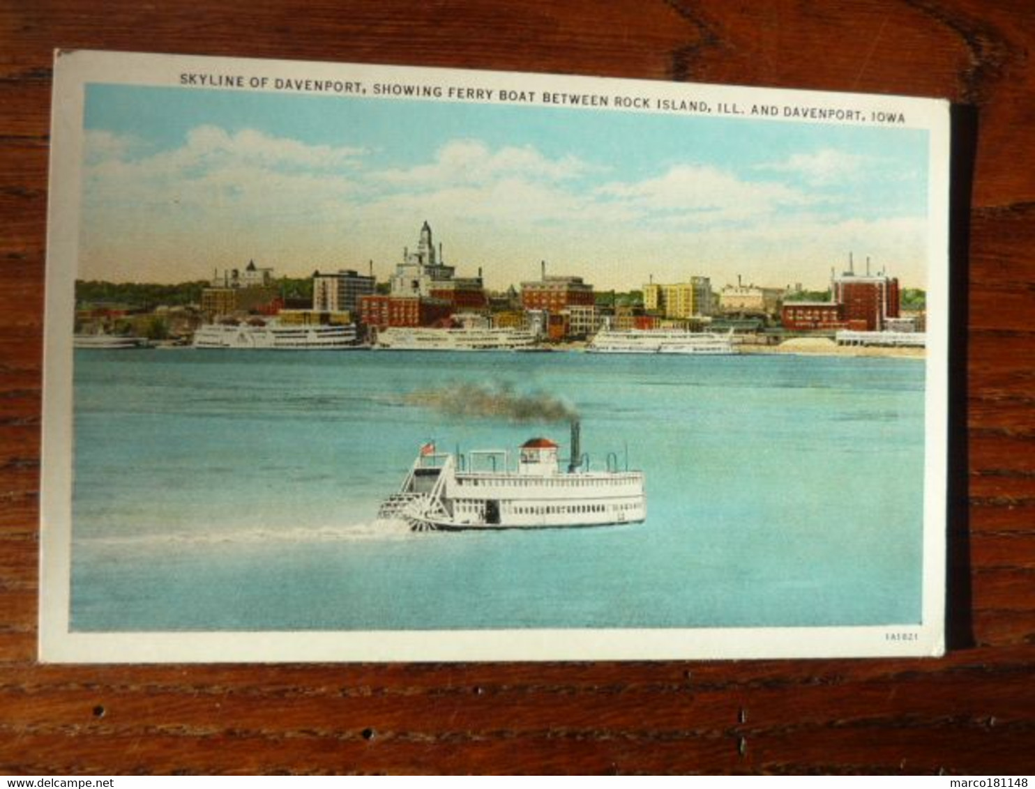 Skyline Of Davenport, Showing Ferry Boat Between Rock Island, Illinois And Davenport, Iowa - Davenport