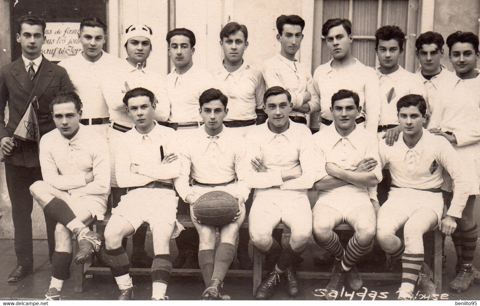 CARTE-PHOTO De L'équipe De Rugby De L'école Normale De TOULOUSE 1927-28. - Rugby