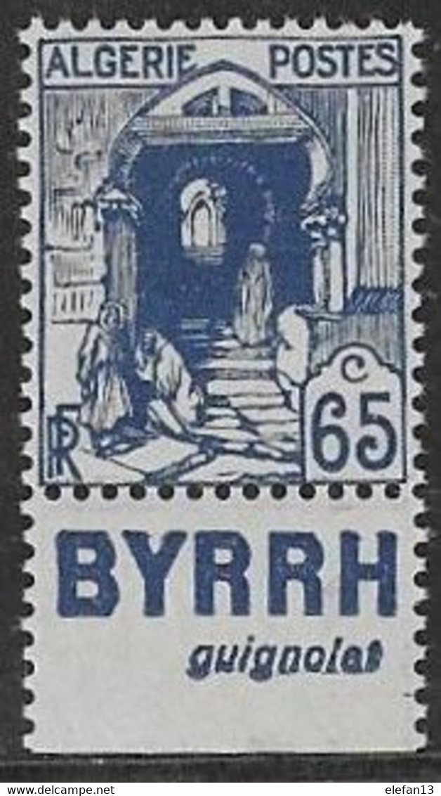 ALGERIE N°137a ** Avec Pub BYRRH Guignolet  Neuf Sans Charnière Luxe MNH - Ongebruikt